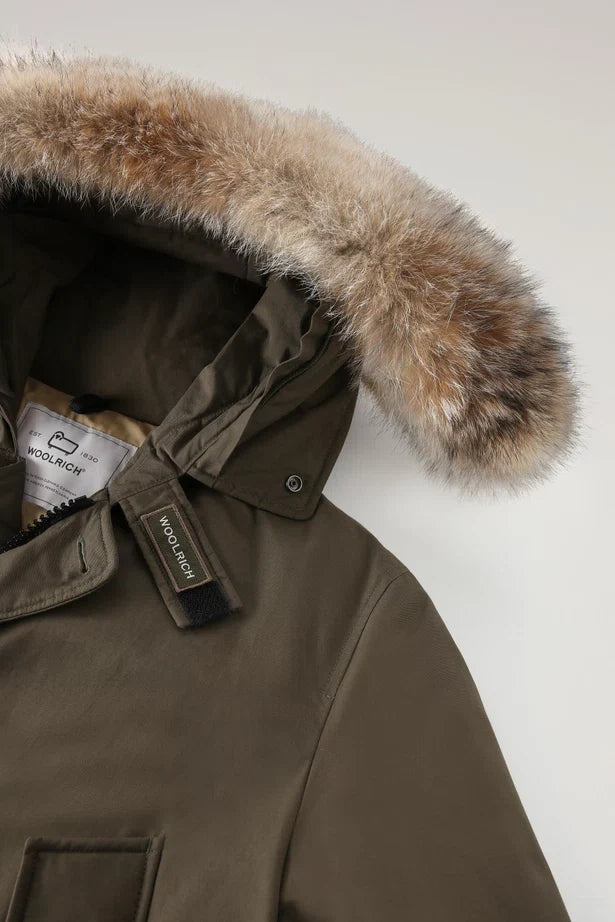 Woolrich Arctic Parka in Ramar with Detachable Fur Trim Dark Green