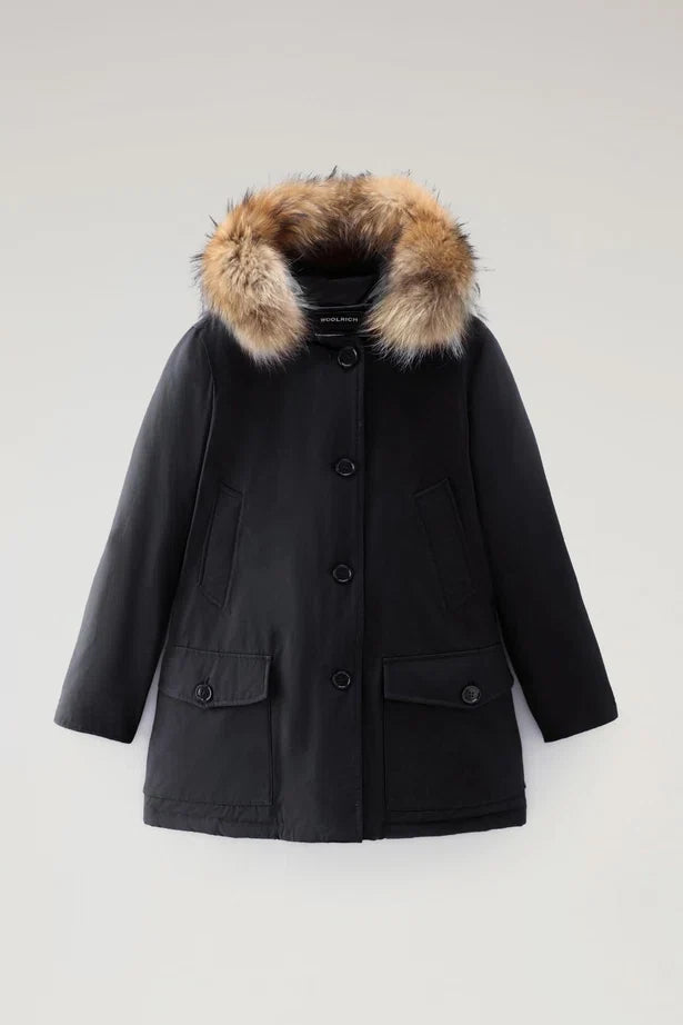 Woolrich Woman Arctic Parka in Ramar with Detachable Fur Trim Dark Navy
