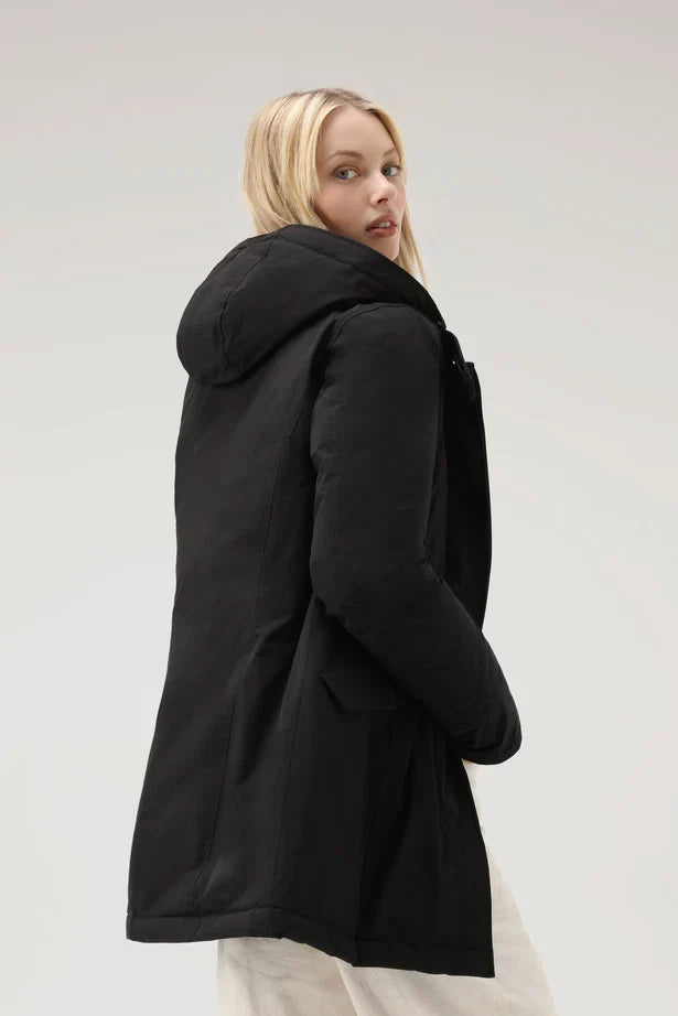 Woolrich Woman Luxury Arctic Parka with Detachable Fur Black