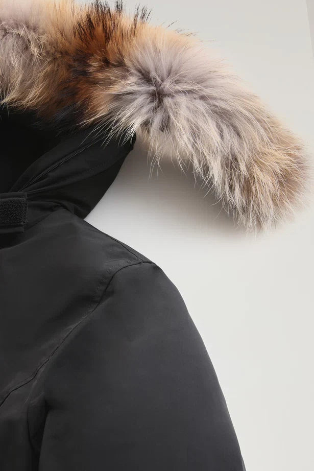 Woolrich Woman Luxury Arctic Parka with Detachable Fur Black