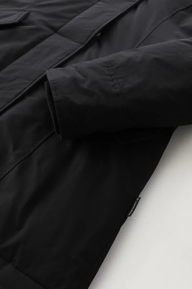 Woolrich Woman Luxury Arctic Parka with Detachable Fur Black