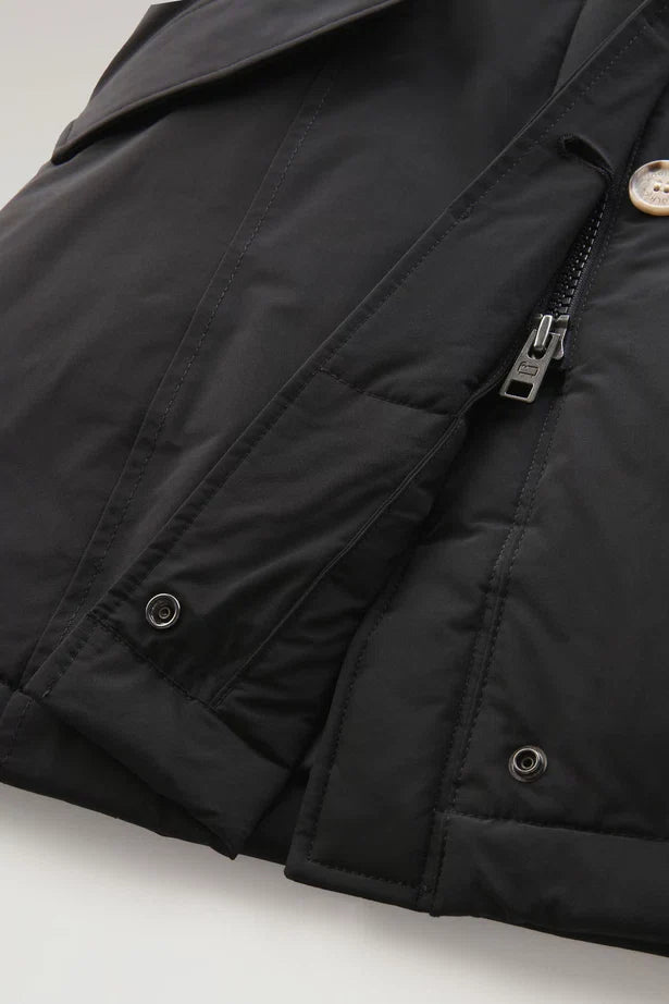 Woolrich Woman Luxury Arctic Parka with Detachable Fur Black