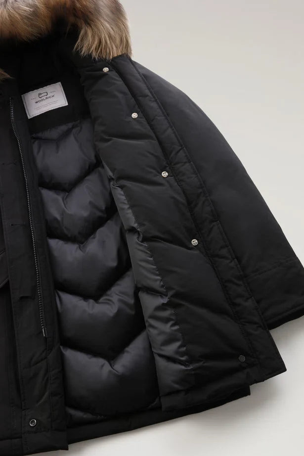 Woolrich Woman Luxury Arctic Parka with Detachable Fur Black