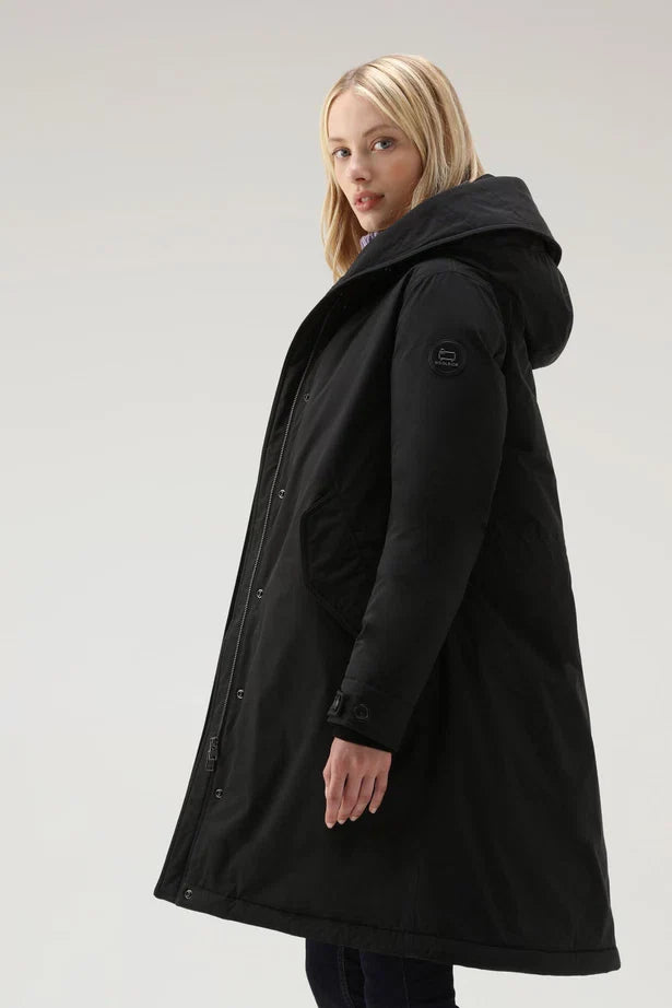 Woolrich Woman Long Parka with Cashmere Fur Black