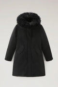 Woolrich Woman Long Parka with Cashmere Fur Black