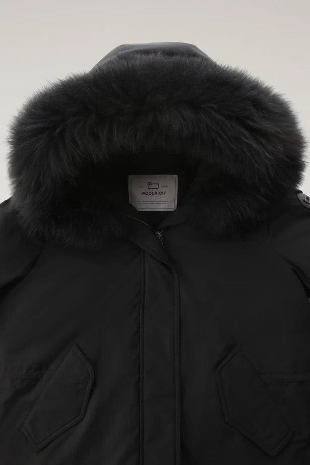 Woolrich Woman Long Parka with Cashmere Fur Black