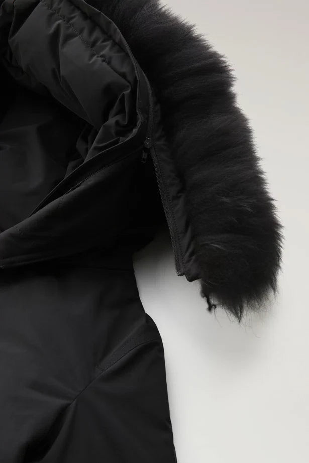 Woolrich Woman Long Parka with Cashmere Fur Black