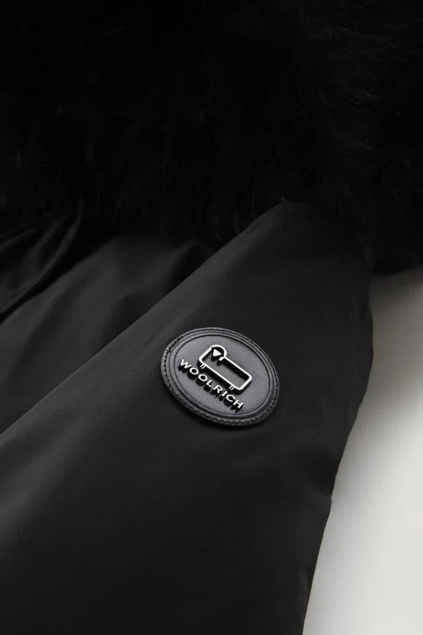Woolrich Woman Long Parka with Cashmere Fur Black