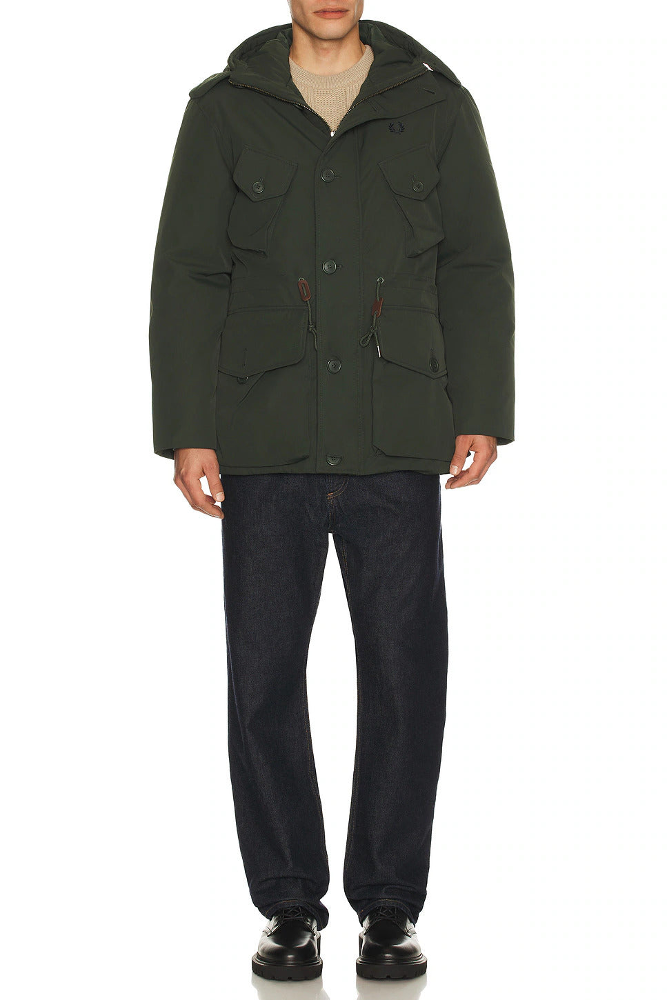Fred Perry Patch Pocket Puffer Jacket Green