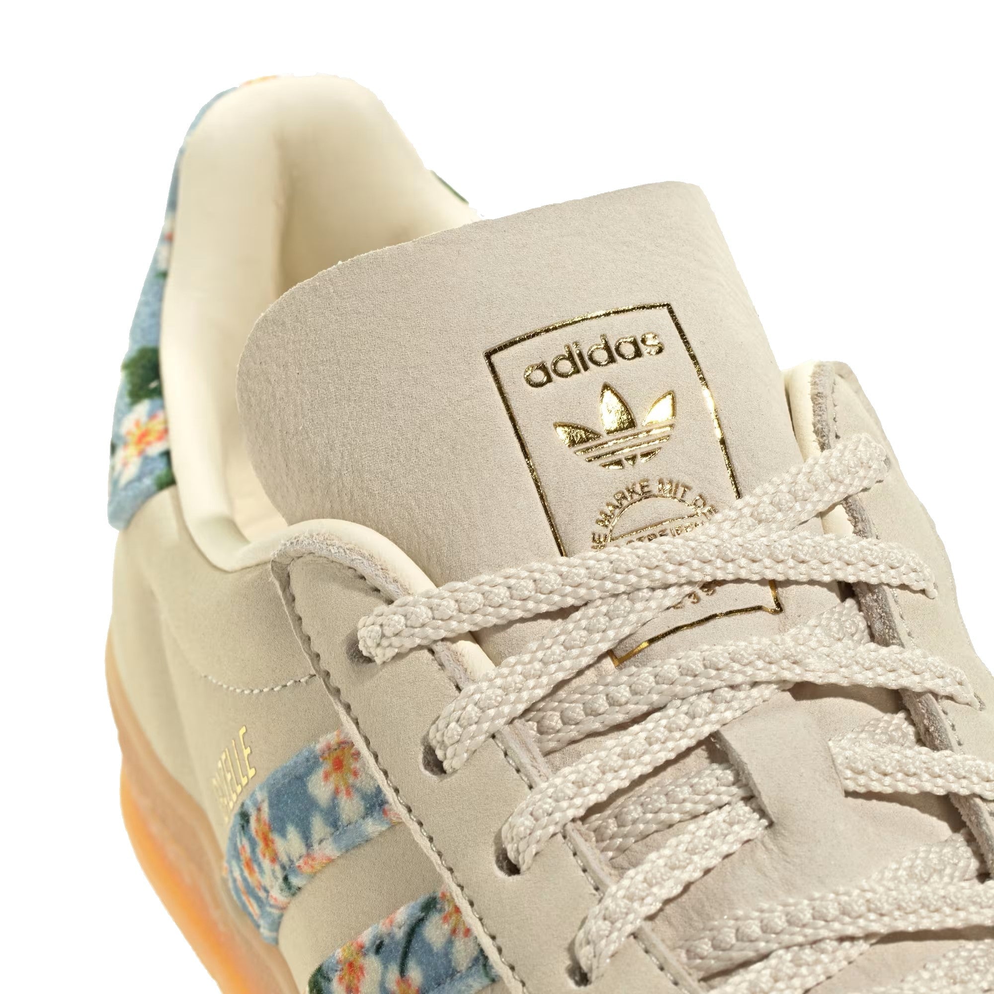 Adidas Gazelle Indoor Woman X Liberty London Shoes Cream White / Gold Metallic / Tactile Blue