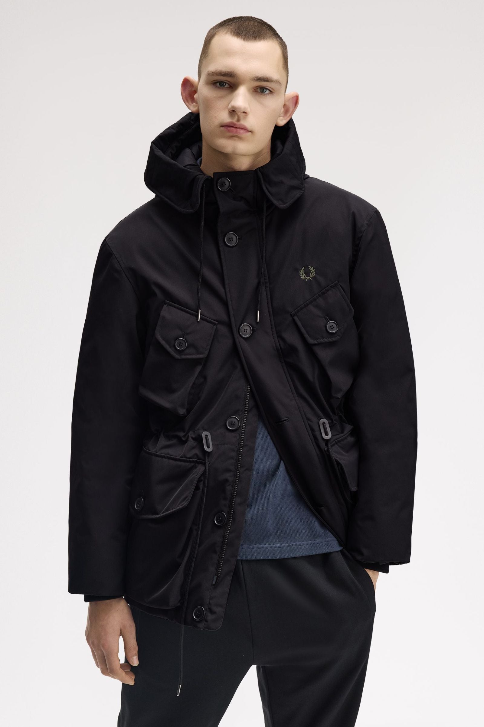 Fred Perry Patch Pocket Puffer Jacket Black