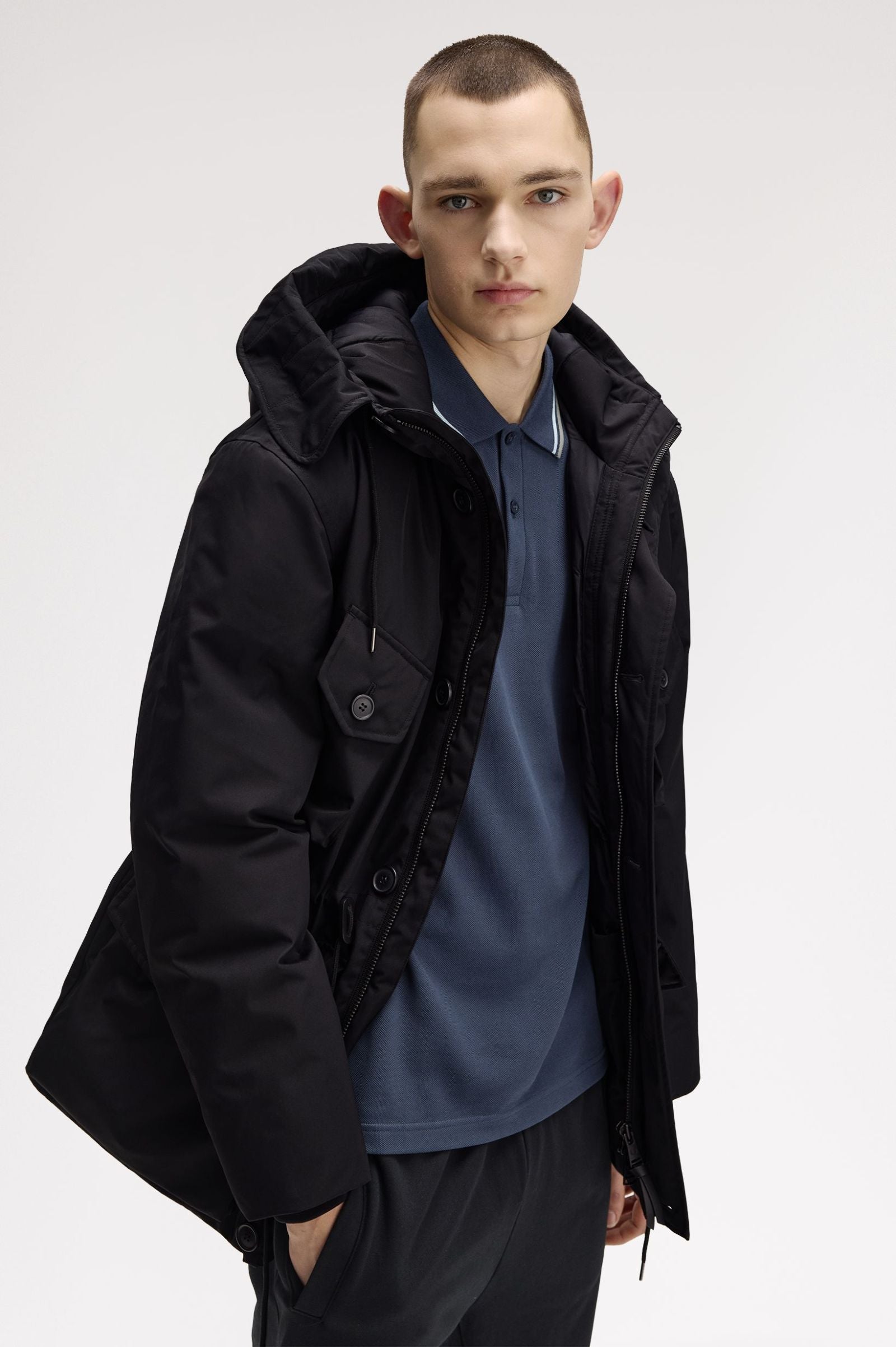 Fred Perry Patch Pocket Puffer Jacket Black