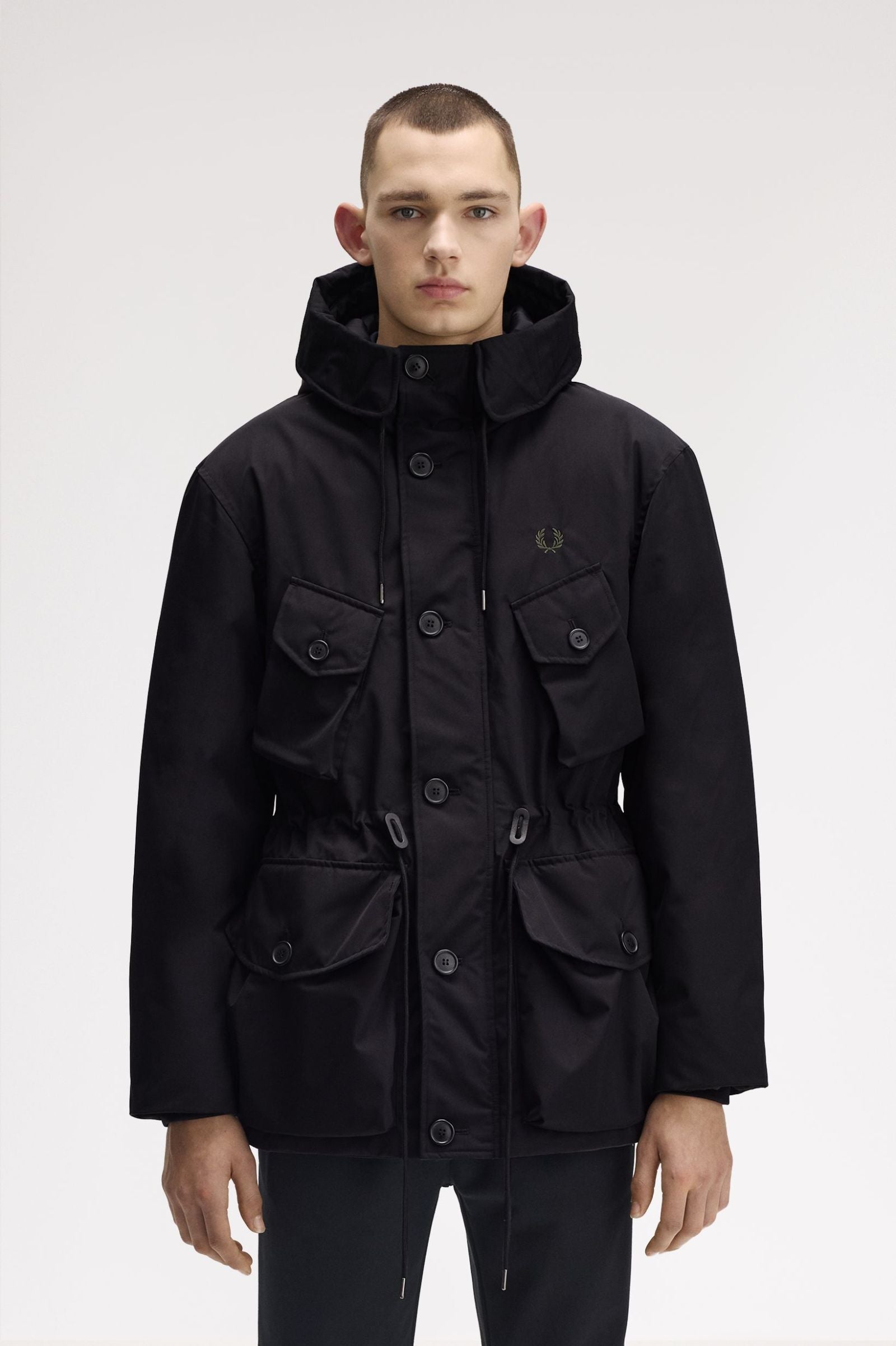Fred Perry Patch Pocket Puffer Jacket Black