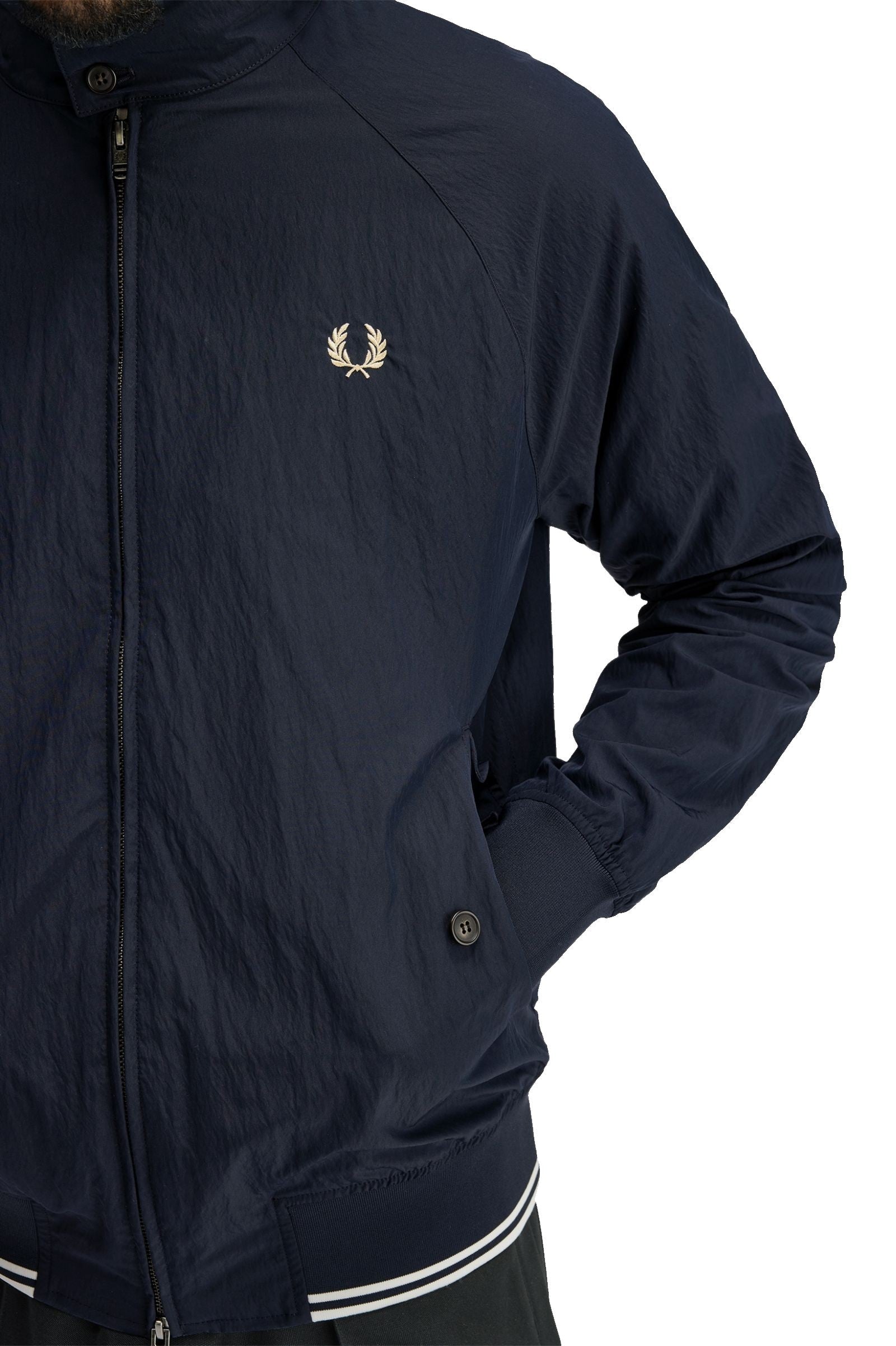 Fred Perry Crinkle Harrington Jacket Navy