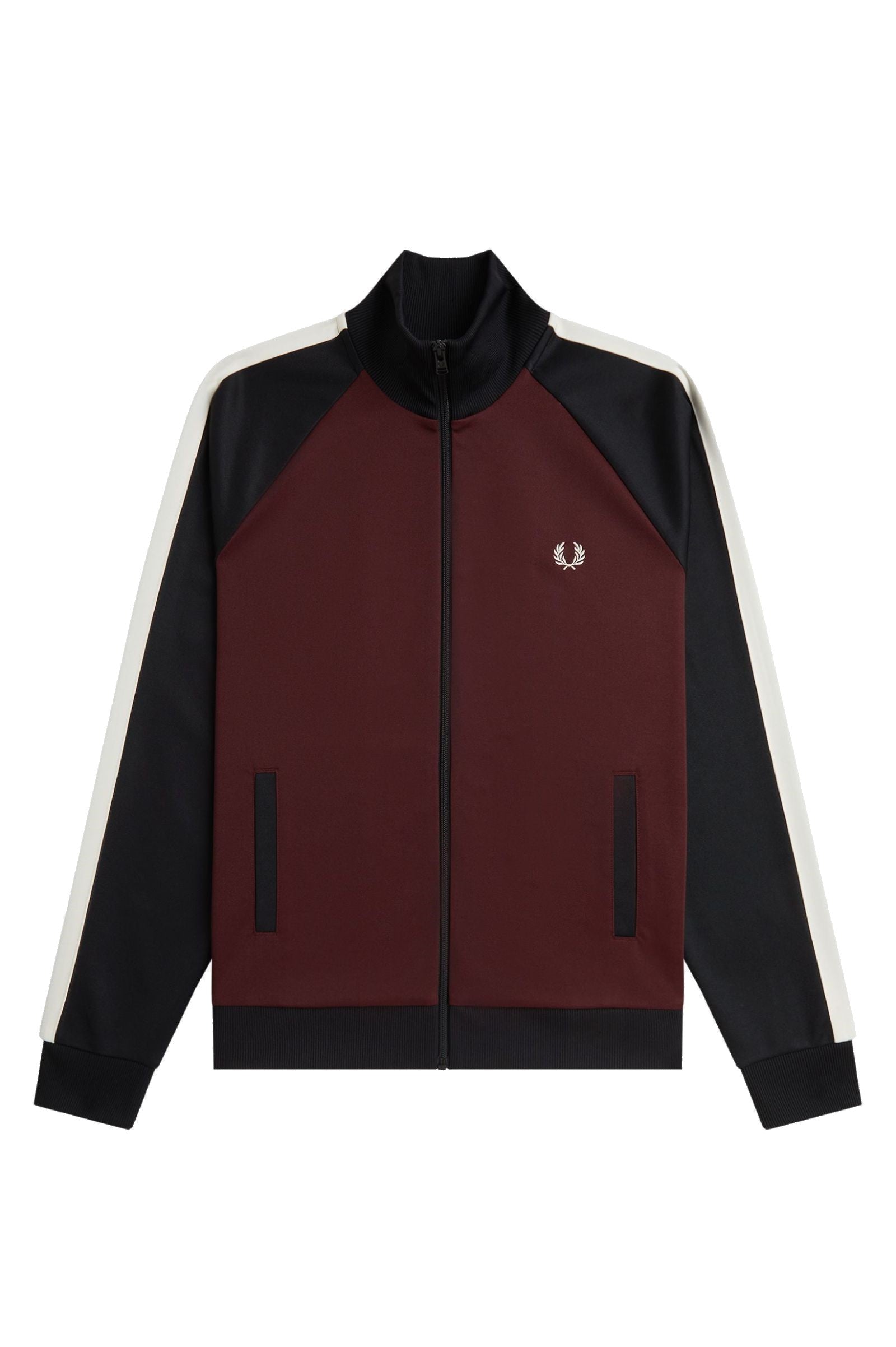Fred Perry Contrast Sleeve Track Jacket Oxblood