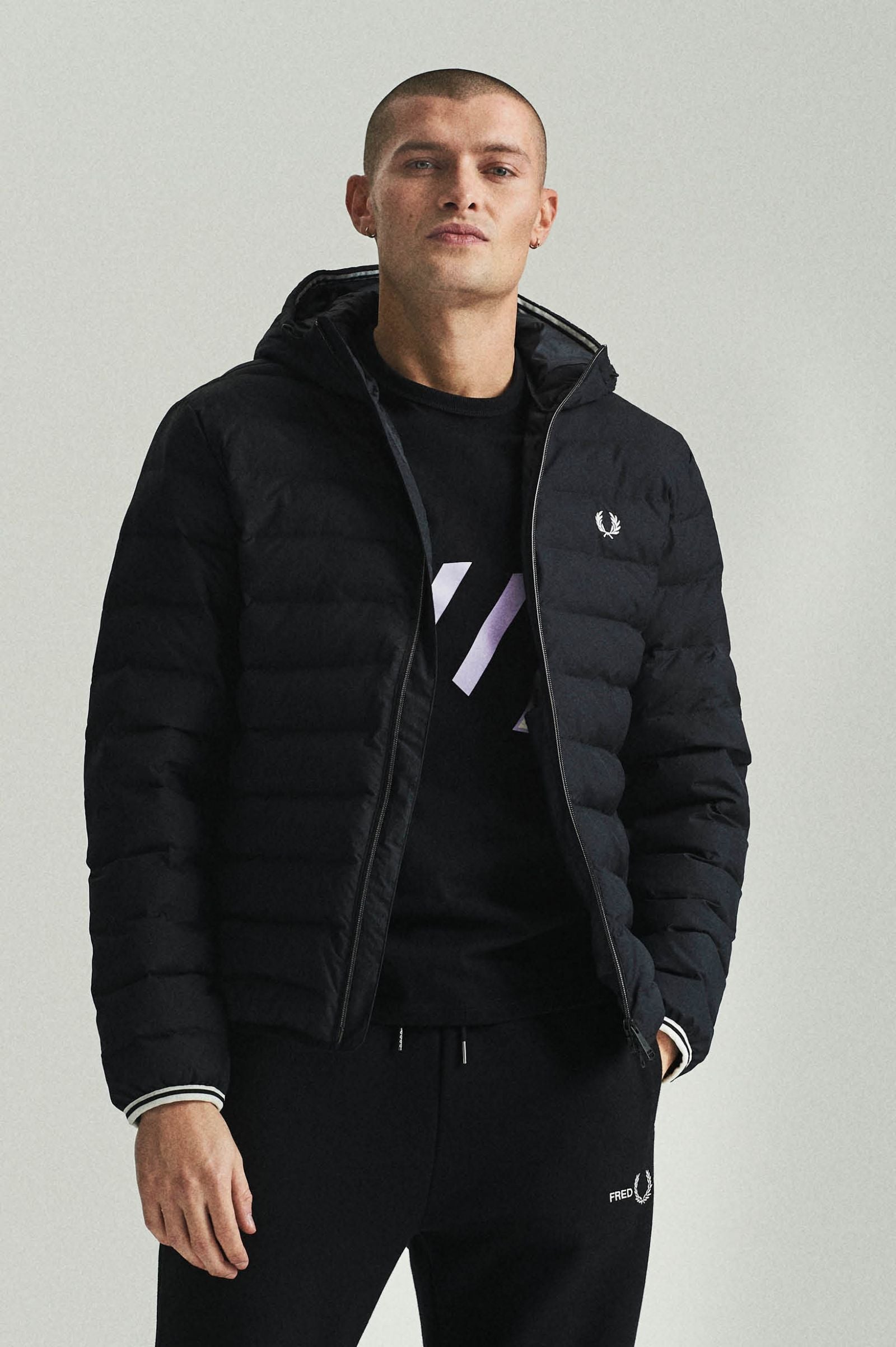 Fred Perry Hooded Insulated Jacket Black
