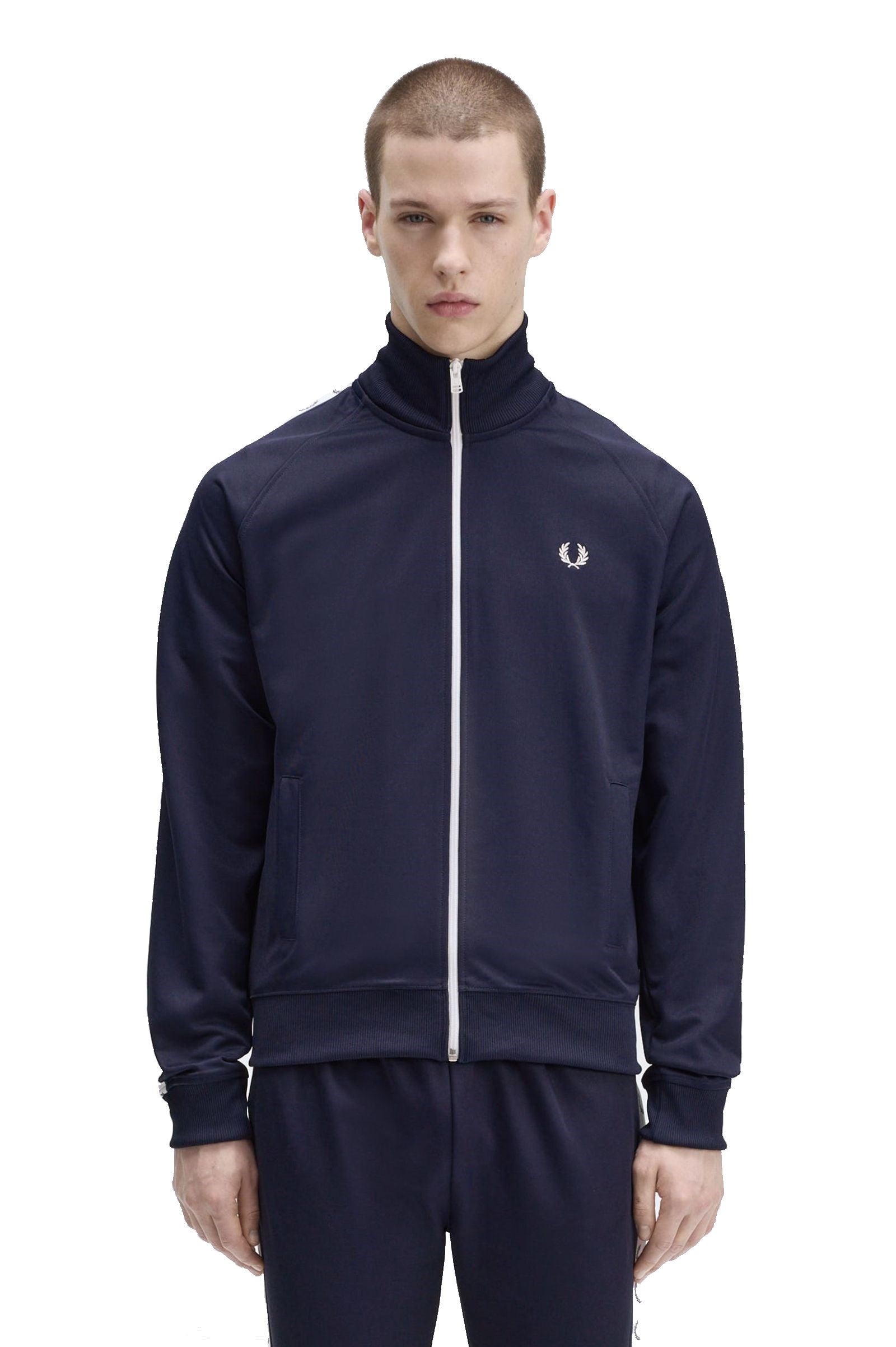 Fred Perry Taped Track Jacket 4620 Carbon Blue