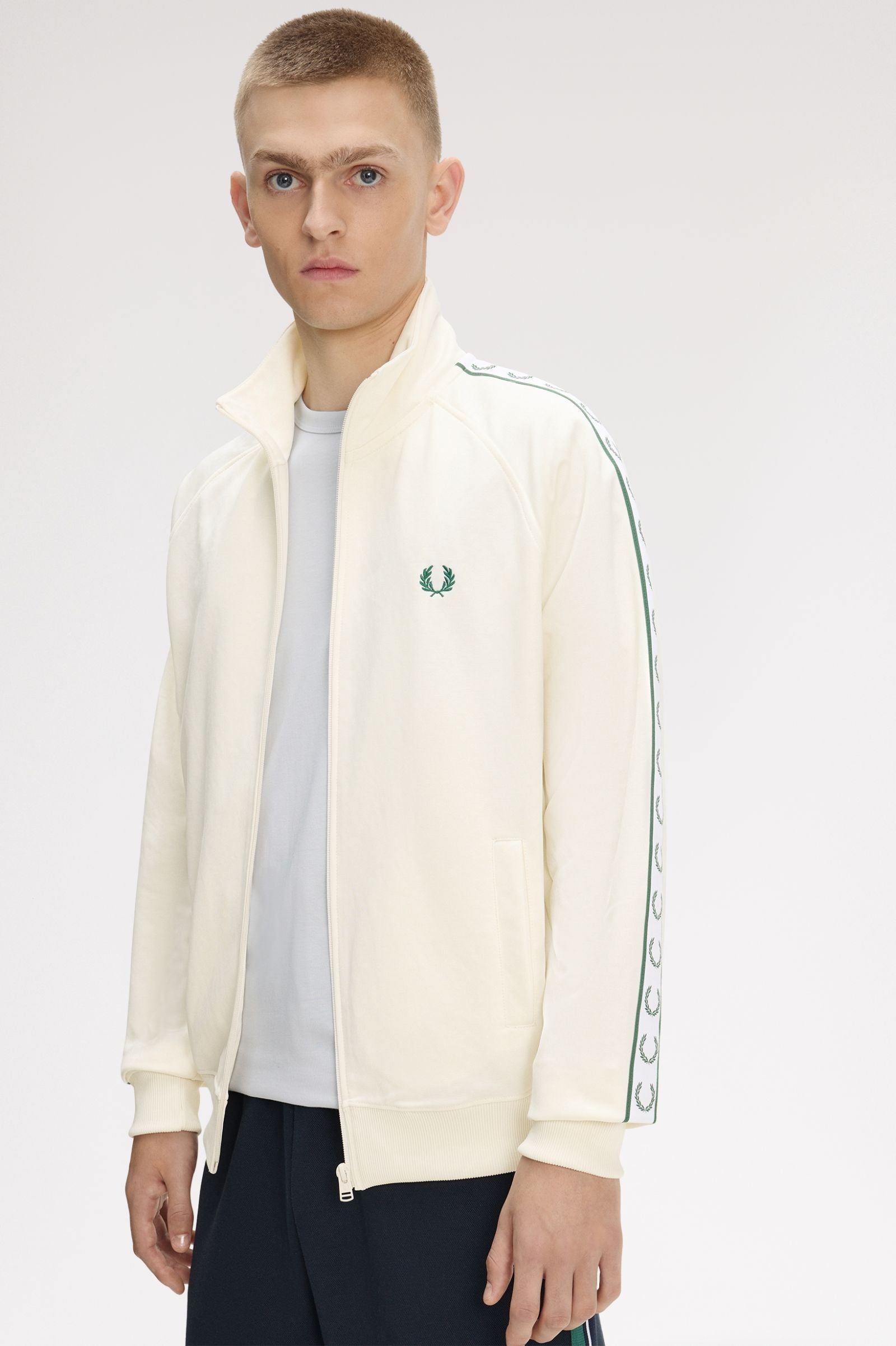 Fred Perry Contrast Tape Track Jacket Ecru