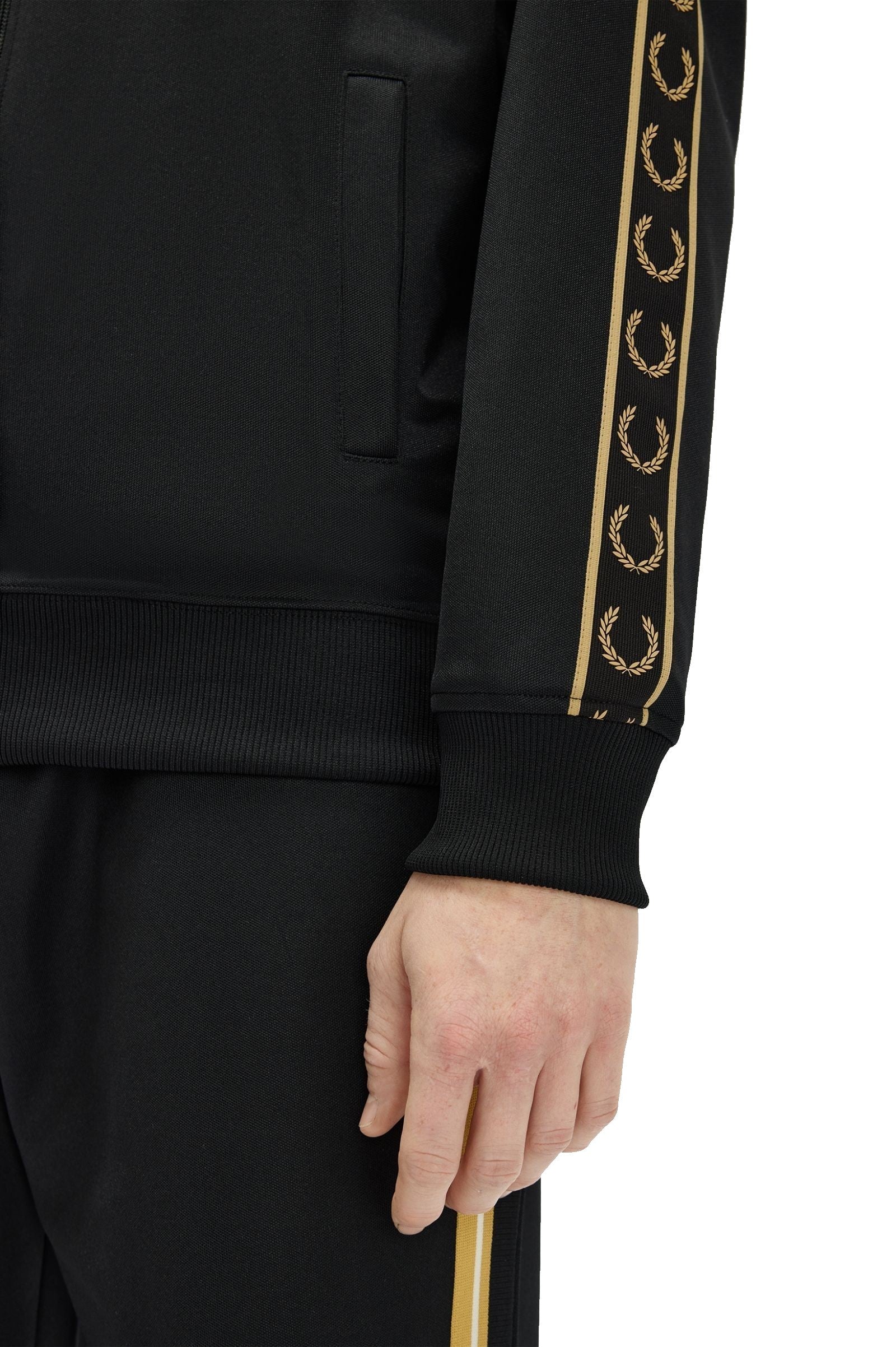 Fred Perry Contrast Tape Track Jacket Black / Champagne
