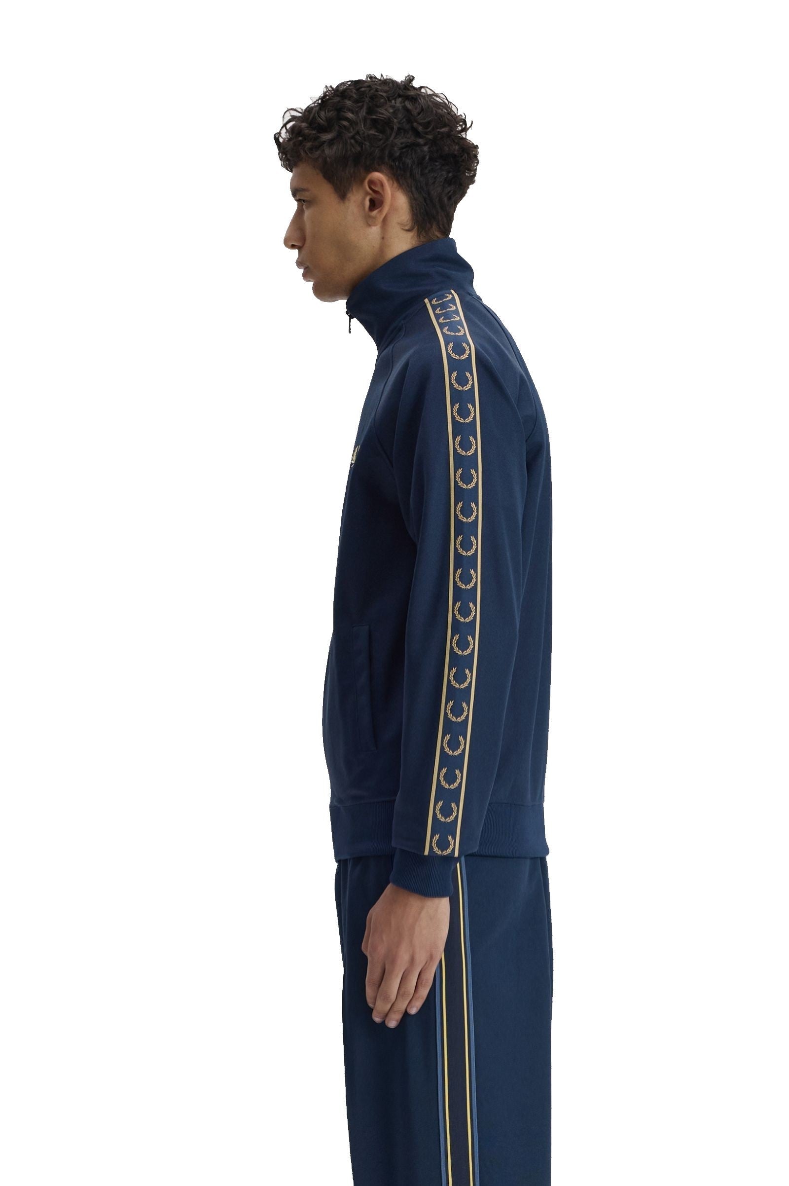 Fred Perry Contrast Tape Track Jacket Tennis Blue / Champagne