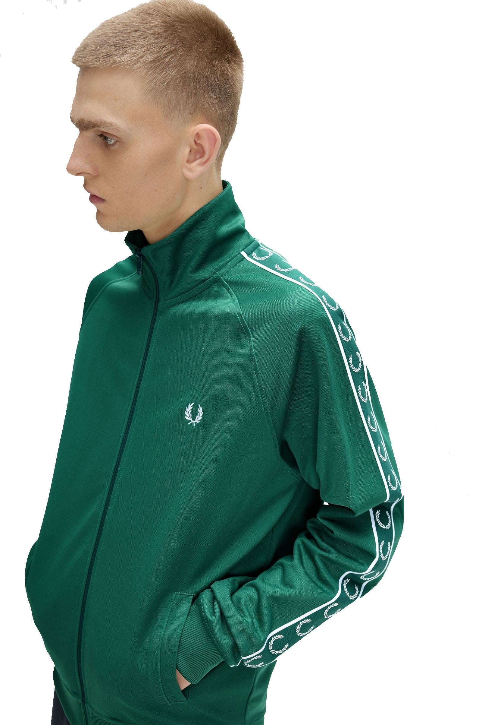 Fred Perry Contrast Tape Track Jacket Sport Green