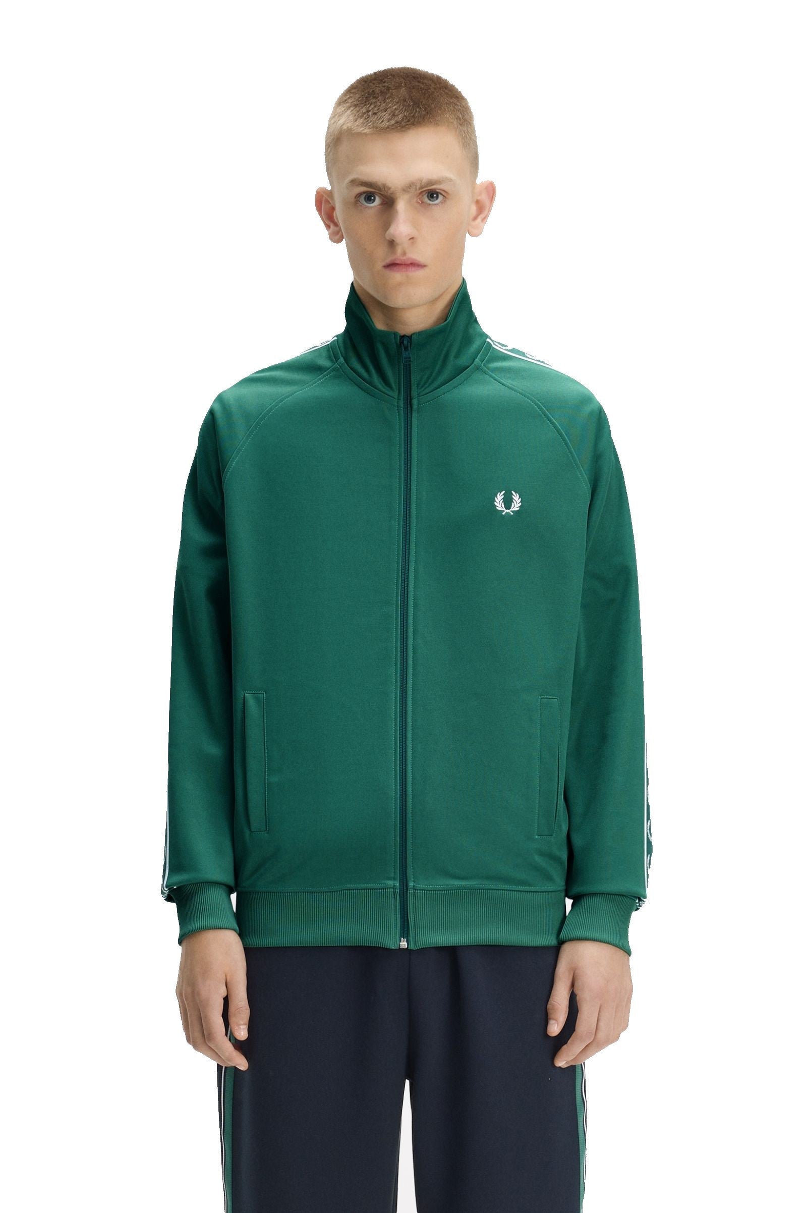 Fred Perry Contrast Tape Track Jacket Sport Green