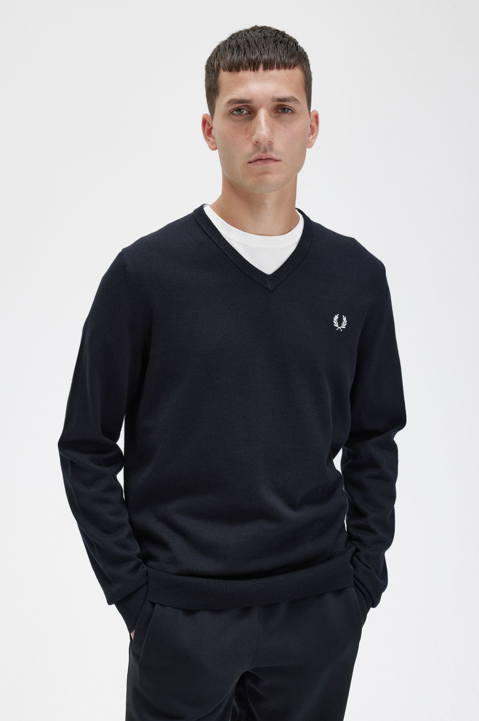 Fred Perry Classic V Neck Jumper Black
