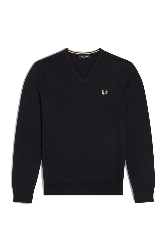 Fred Perry Classic V Neck Jumper Black