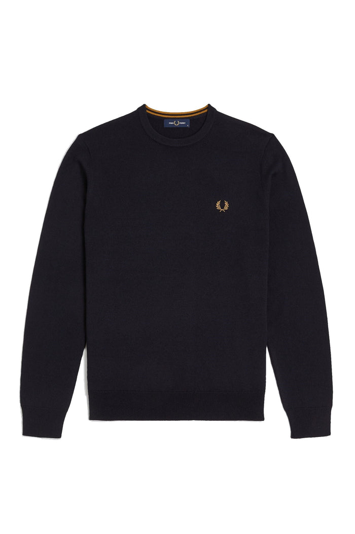 Fred Perry Classic Crew Neck Jumper Navy / Ochre