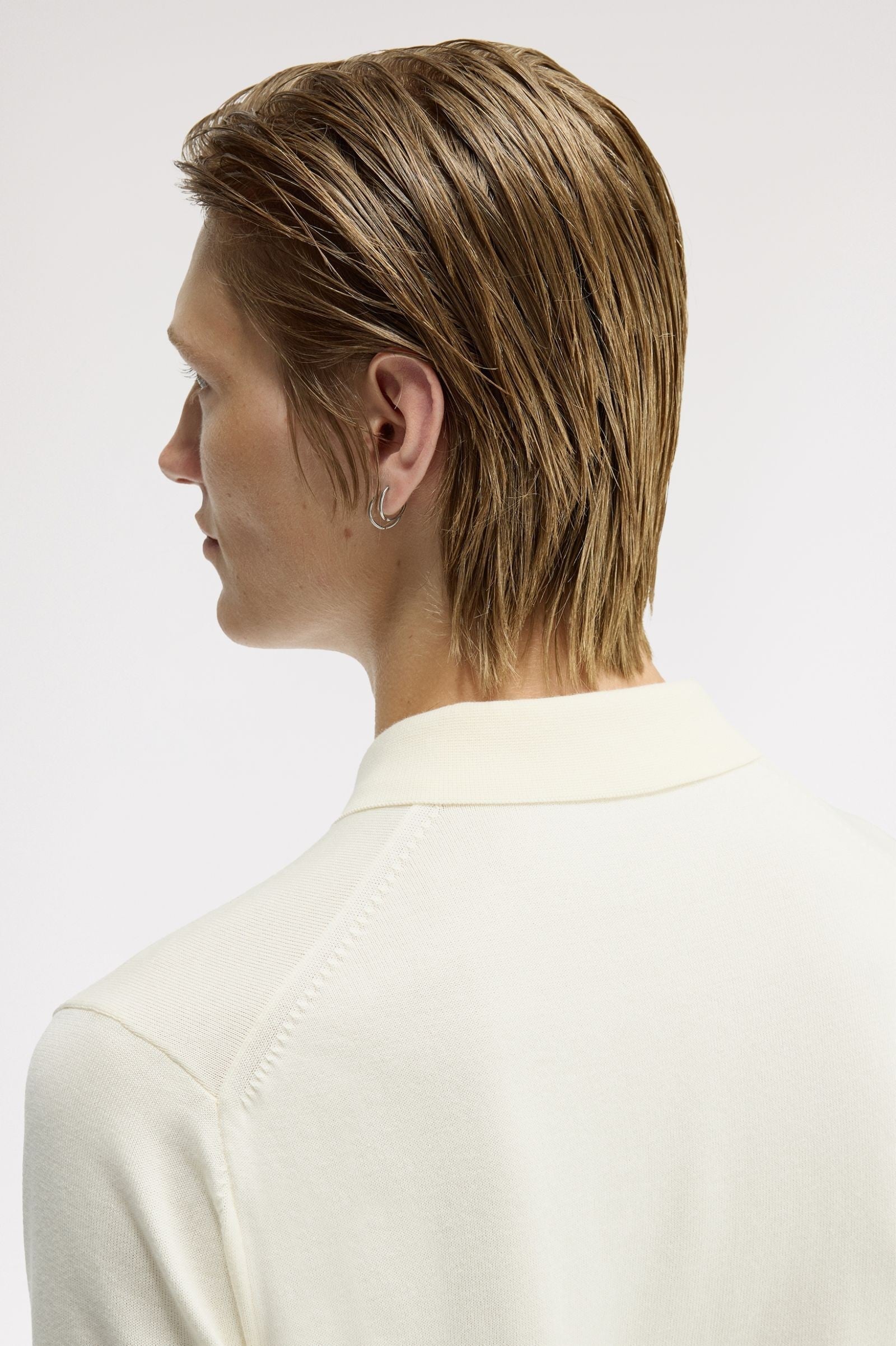 Fred Perry Long Staple Cotton Knitted Shirt Ecru