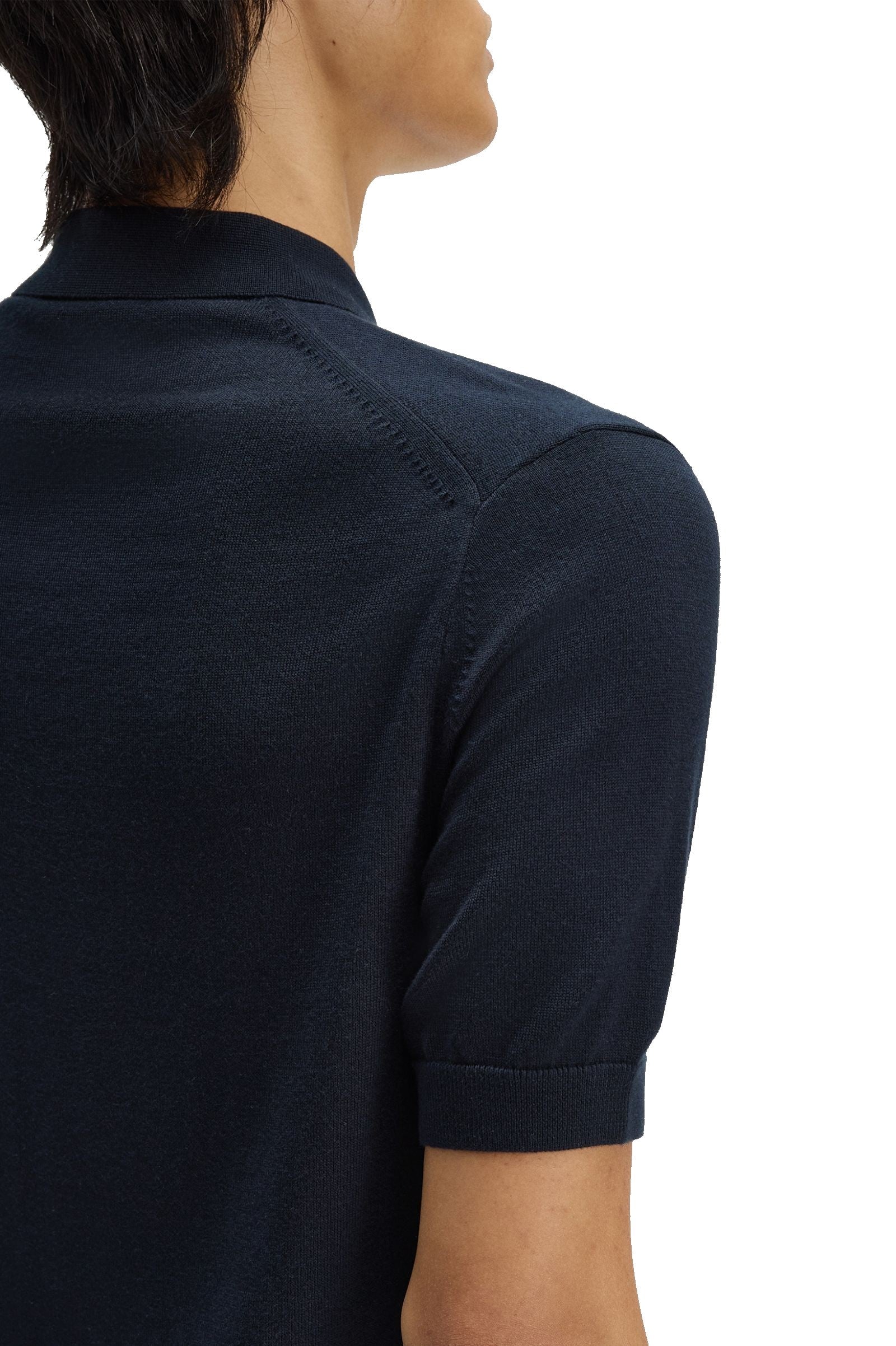 Fred Perry Long Staple Cotton Knitted Shirt Navy