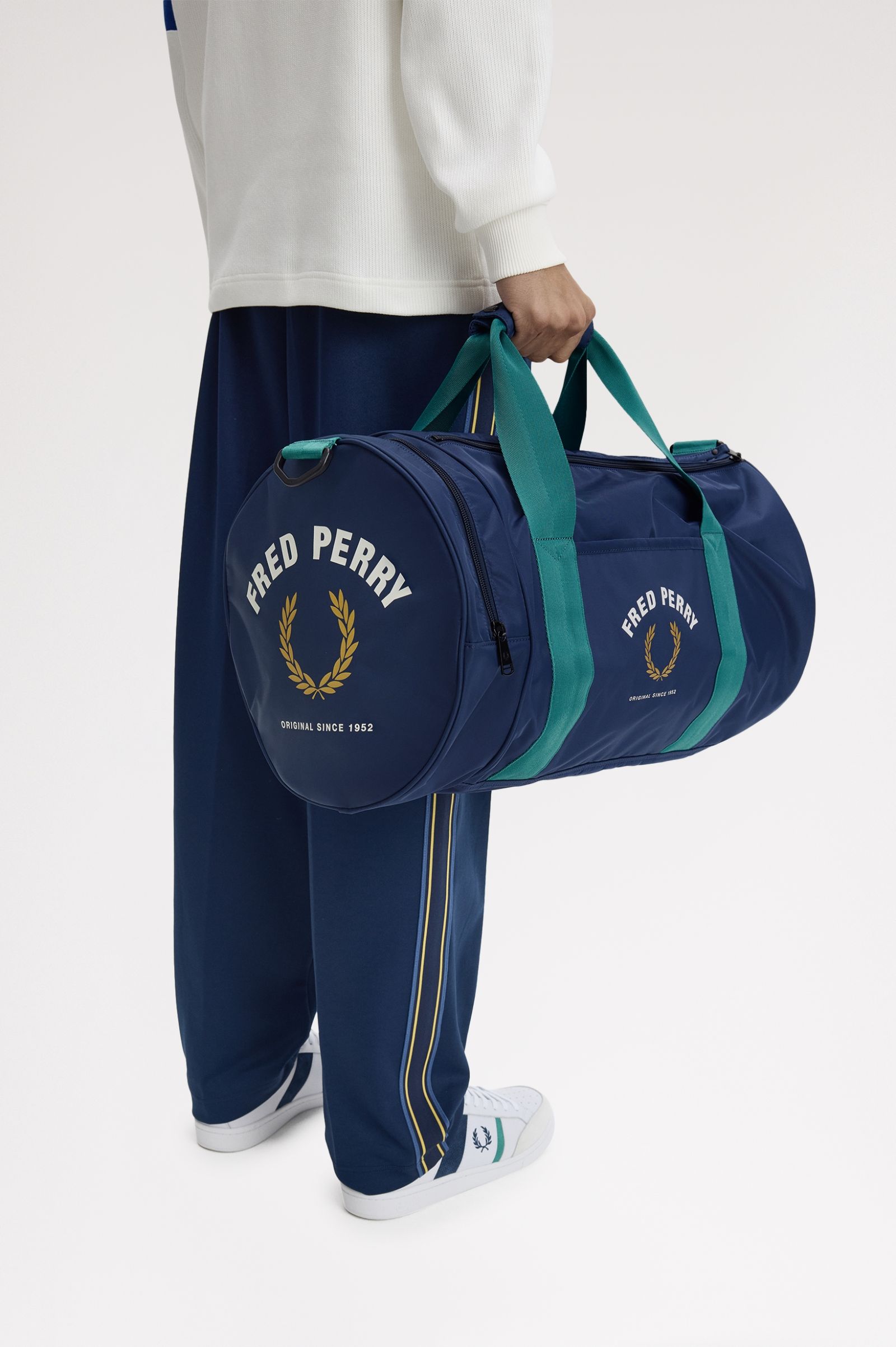 Fred Perry Sport Nylon Large Barrel Bag Tennis Blue