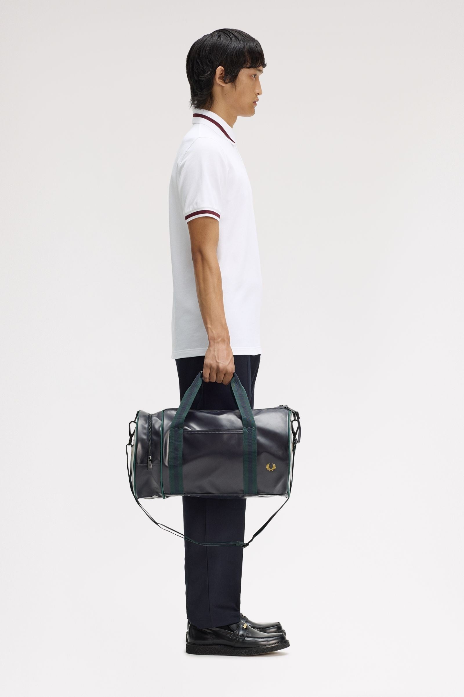 Fred Perry Classic Barrel Bag Navy / Grassroots
