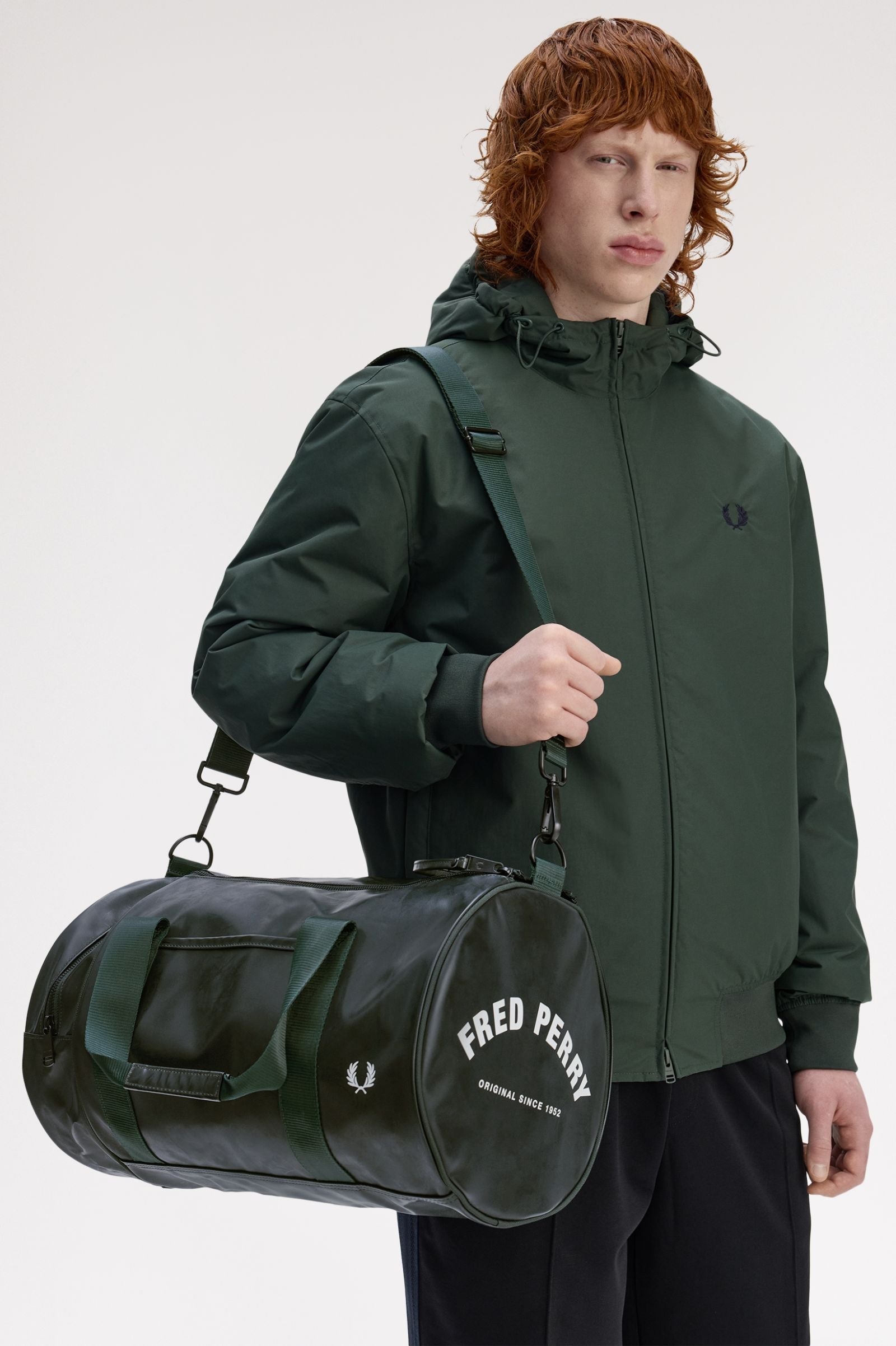 Fred Perry Tonal PU Barrel Bag Night Green