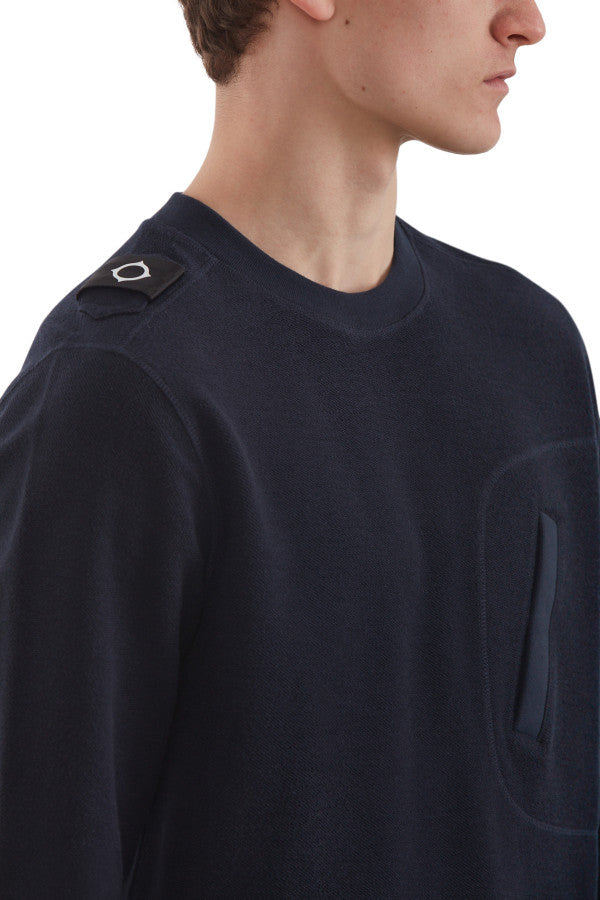 MA.STRUM Rev Loopback Crew Sweat Ink Navy