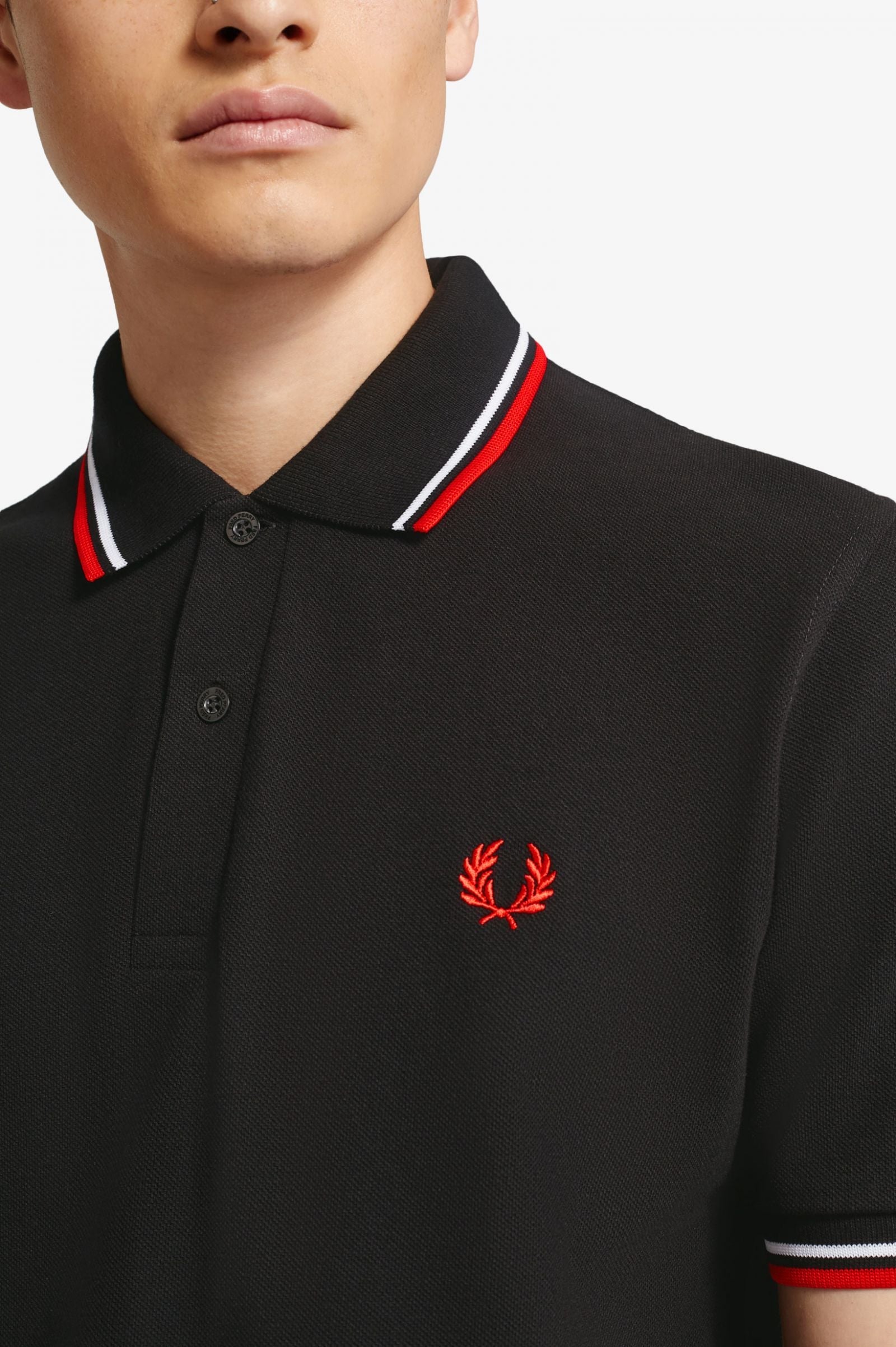 Fred Perry Reissues Original Twin Tipped Polo Black White Bright Red
