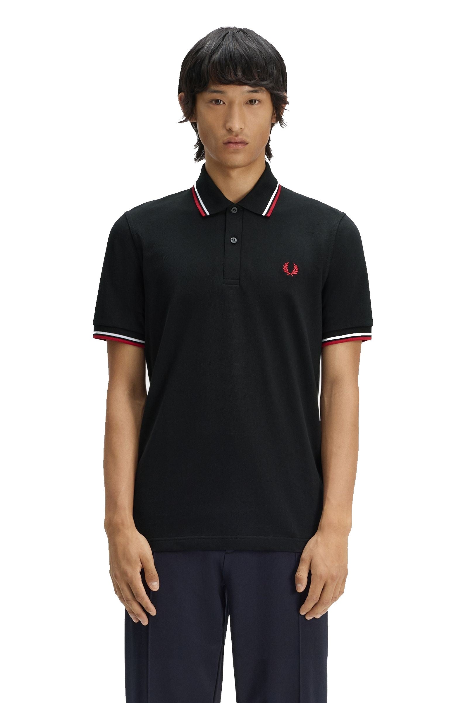 Fred Perry Reissues Original Twin Tipped Polo Black White Bright Red