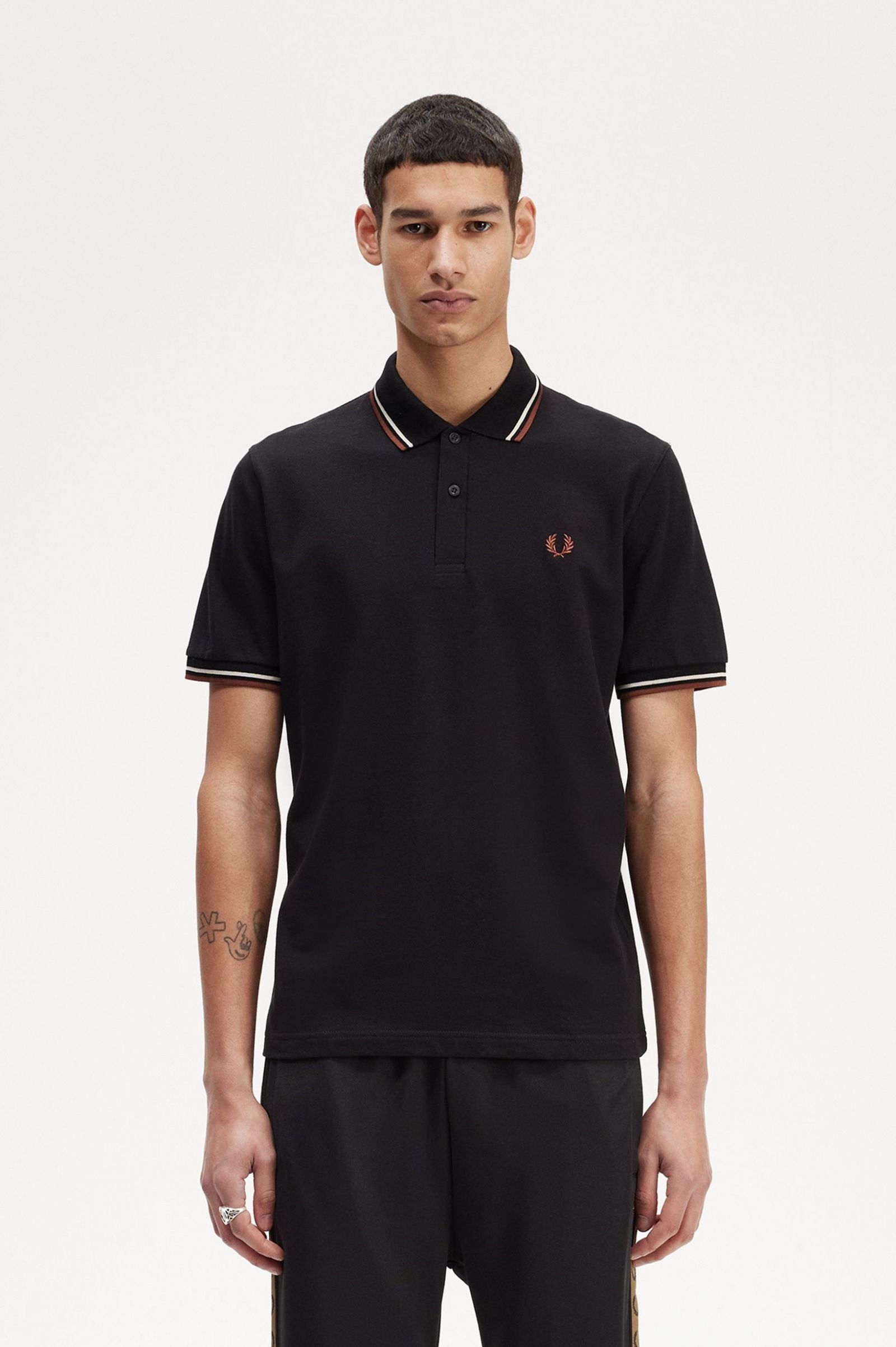 Fred Perry Reissues Original Twin Tipped Polo Black / Oatmeal / Whisky Brown