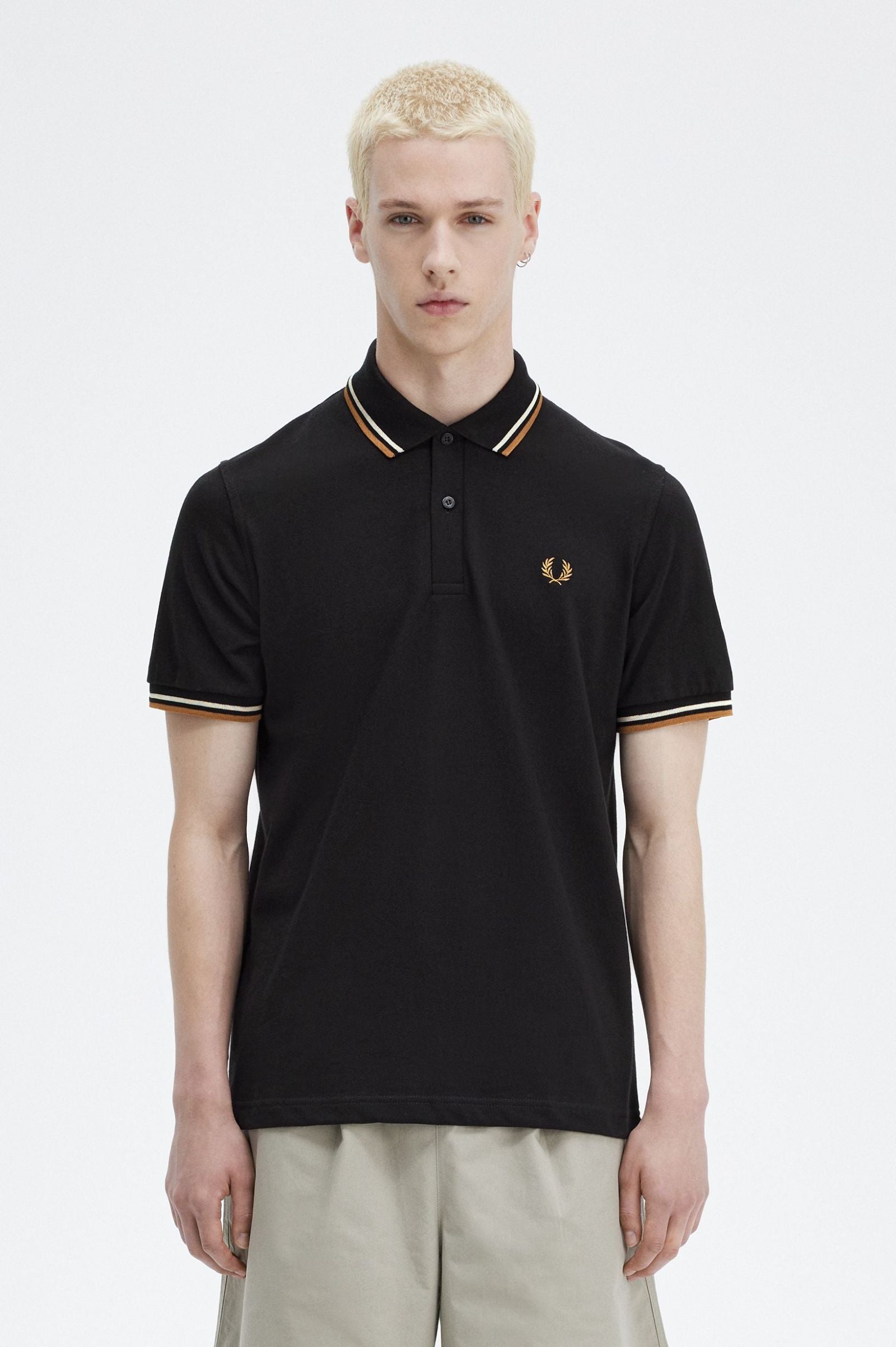 Fred Perry Reissues Original Twin Tipped Polo Black / Oatmeal / Dark Caramel