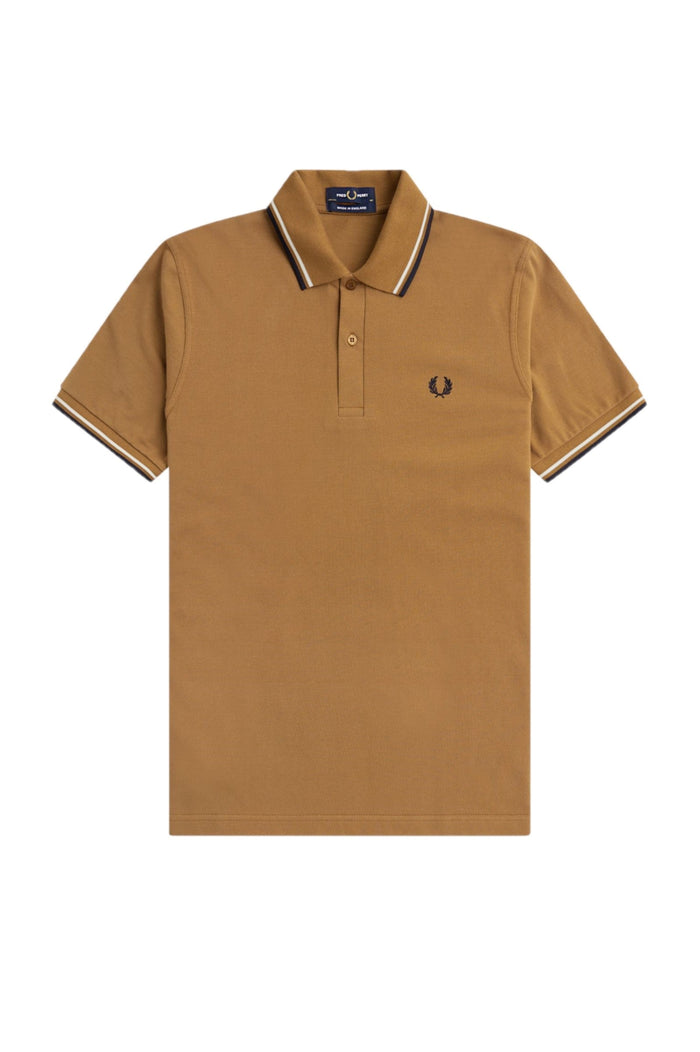 Fred Perry Reissues Original Twin Tipped Polo Dark Caramel / Ecru / Navy