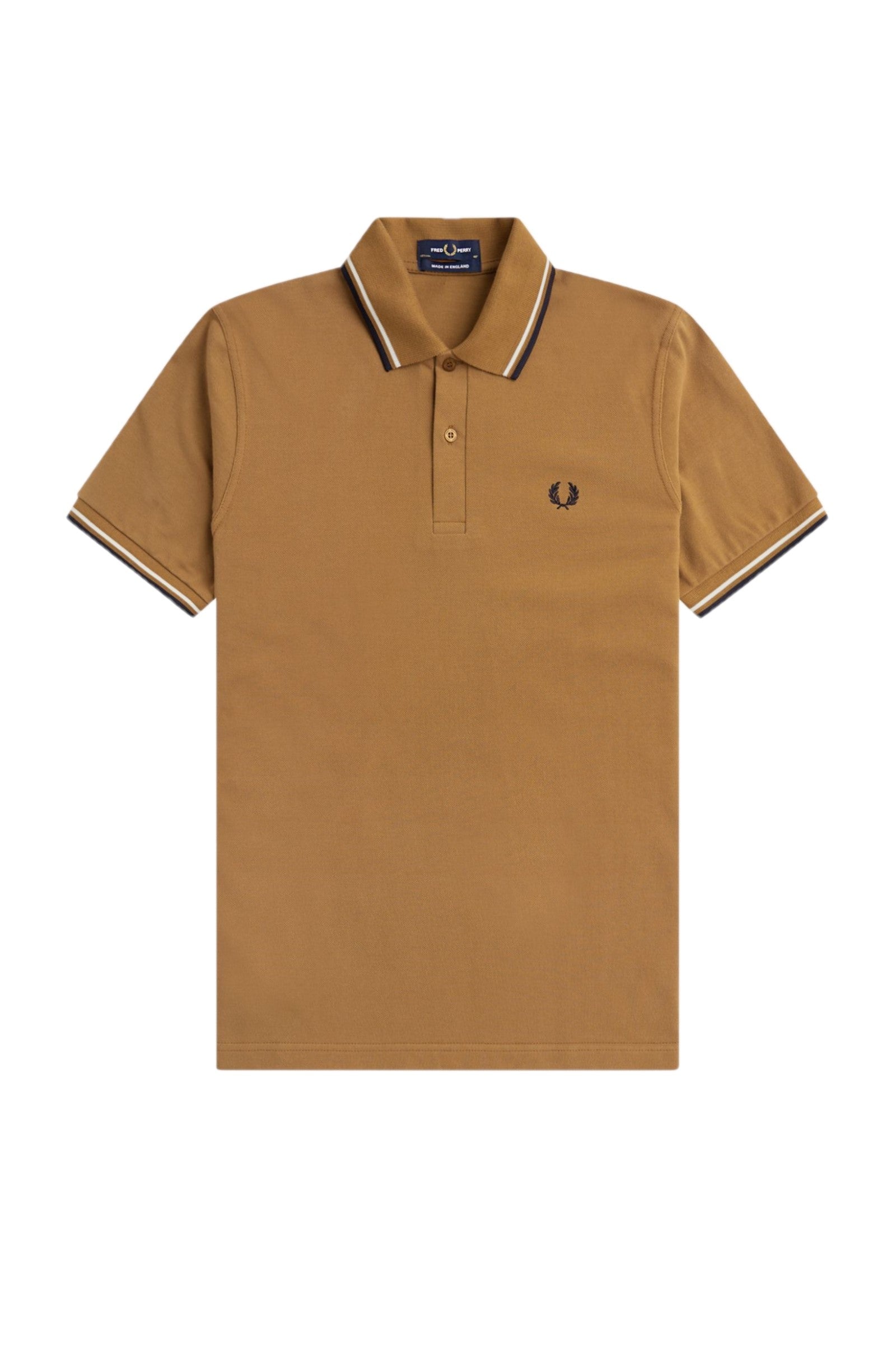 Fred Perry Reissues Original Twin Tipped Polo Dark Caramel / Ecru / Navy