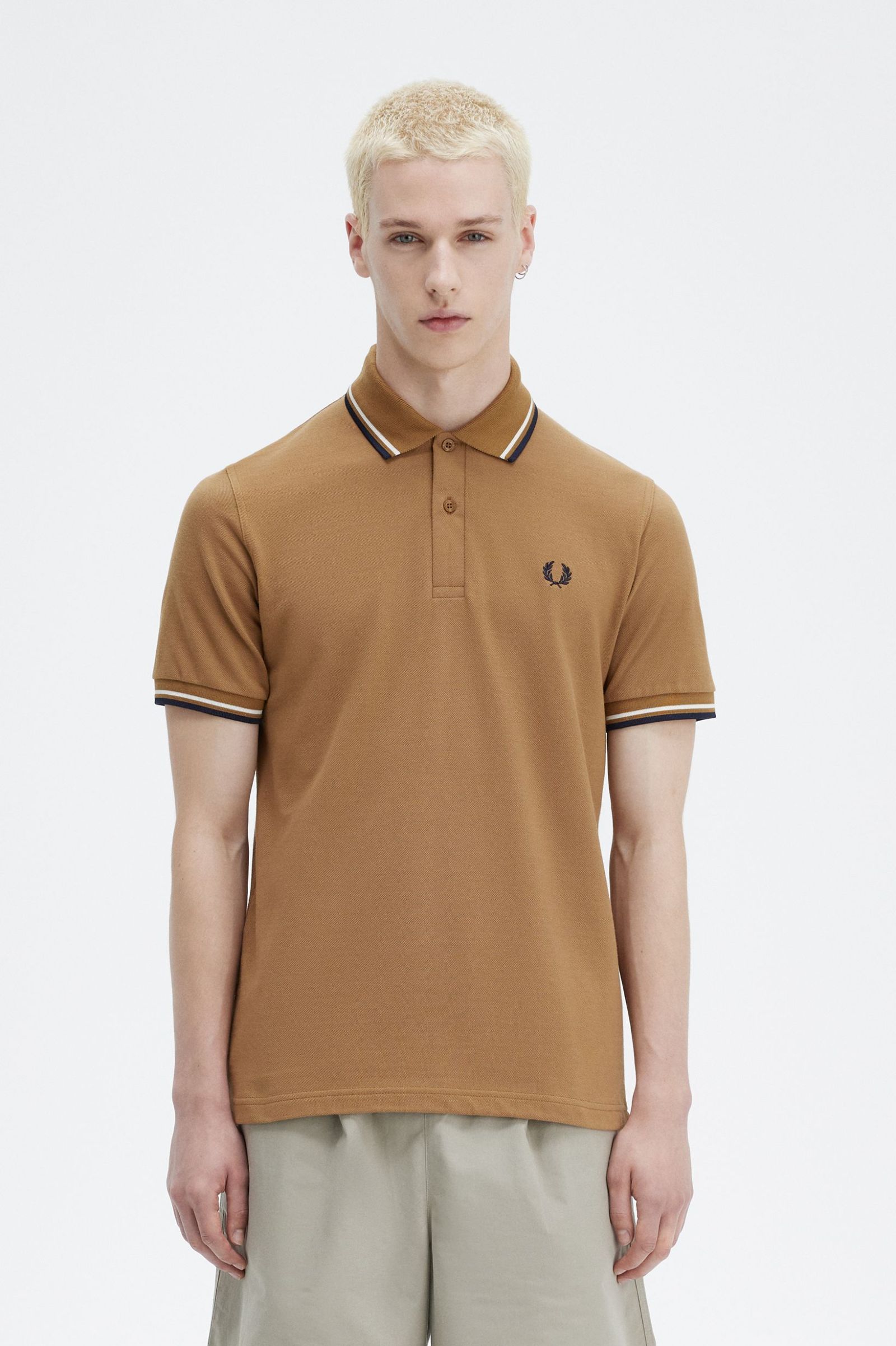 Fred Perry Reissues Original Twin Tipped Polo Dark Caramel / Ecru / Navy