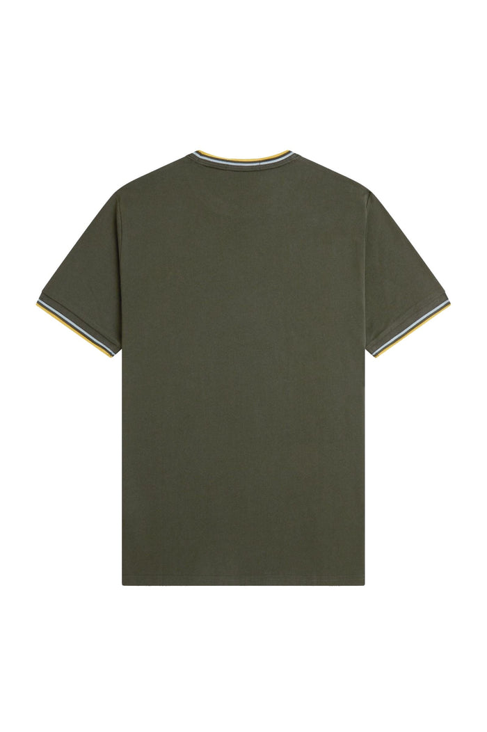 Fred Perry Twin Tipped T-Shirt Hunting Green / Light Ice / Lemon Barley