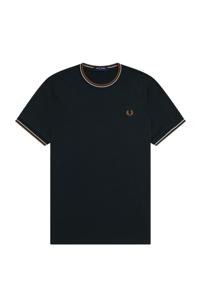 Fred Perry Twin Tipped T-Shirt Night Green / Dusky Blue / Dark Caramel