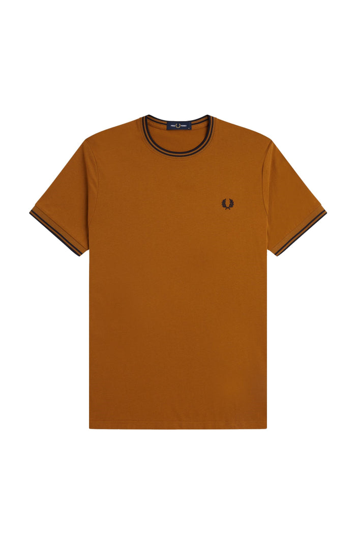Fred Perry Twin Tipped T-Shirt Dark Caramel / Navy / Navy