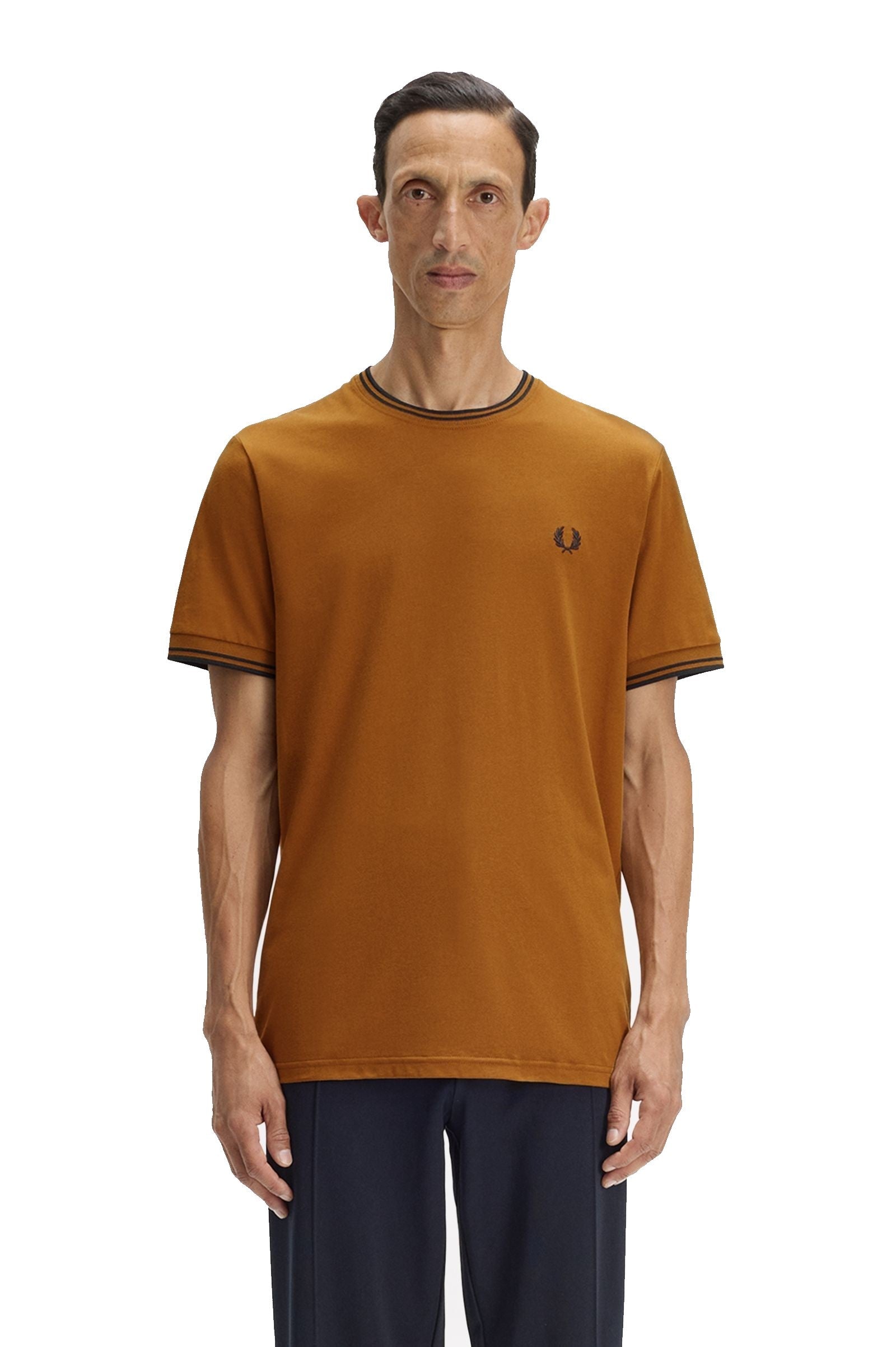 Fred Perry Twin Tipped T-Shirt Dark Caramel / Navy / Navy