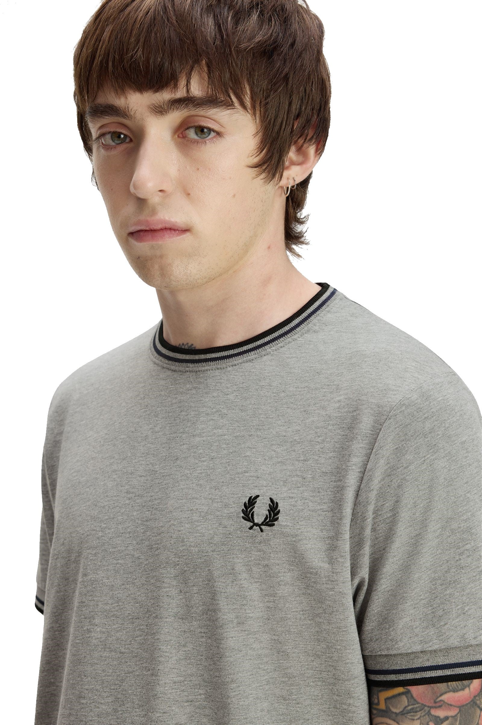 Fred Perry Twin Tipped T-Shirt Steel Marl / Dark Airforce / Black