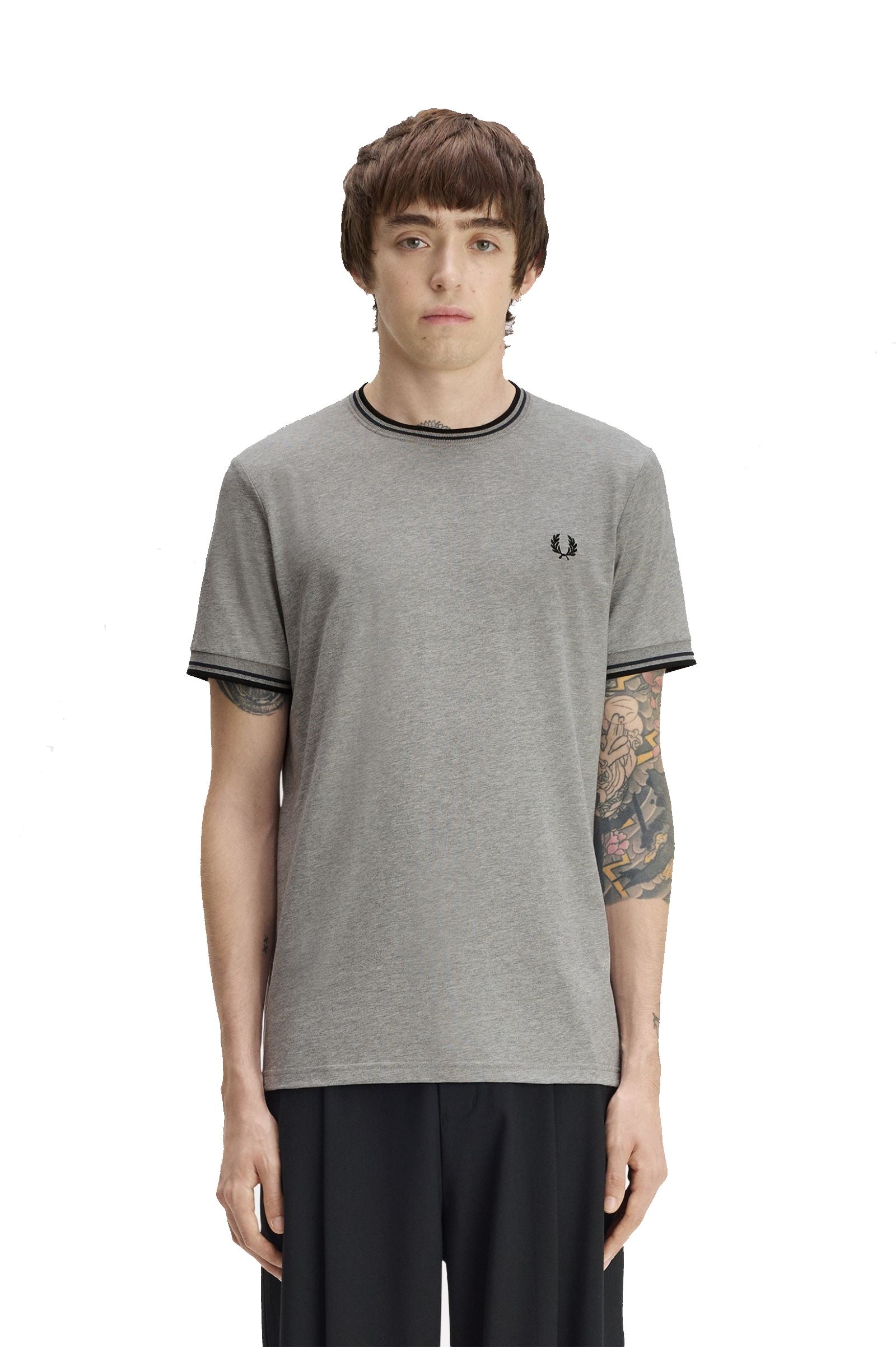 Fred Perry Twin Tipped T-Shirt Steel Marl / Dark Airforce / Black