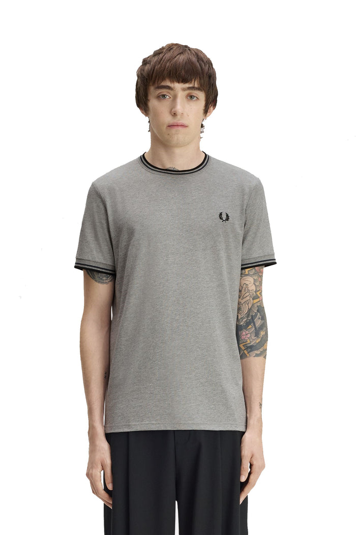 Fred Perry Twin Tipped T-Shirt Steel Marl / Dark Airforce / Black