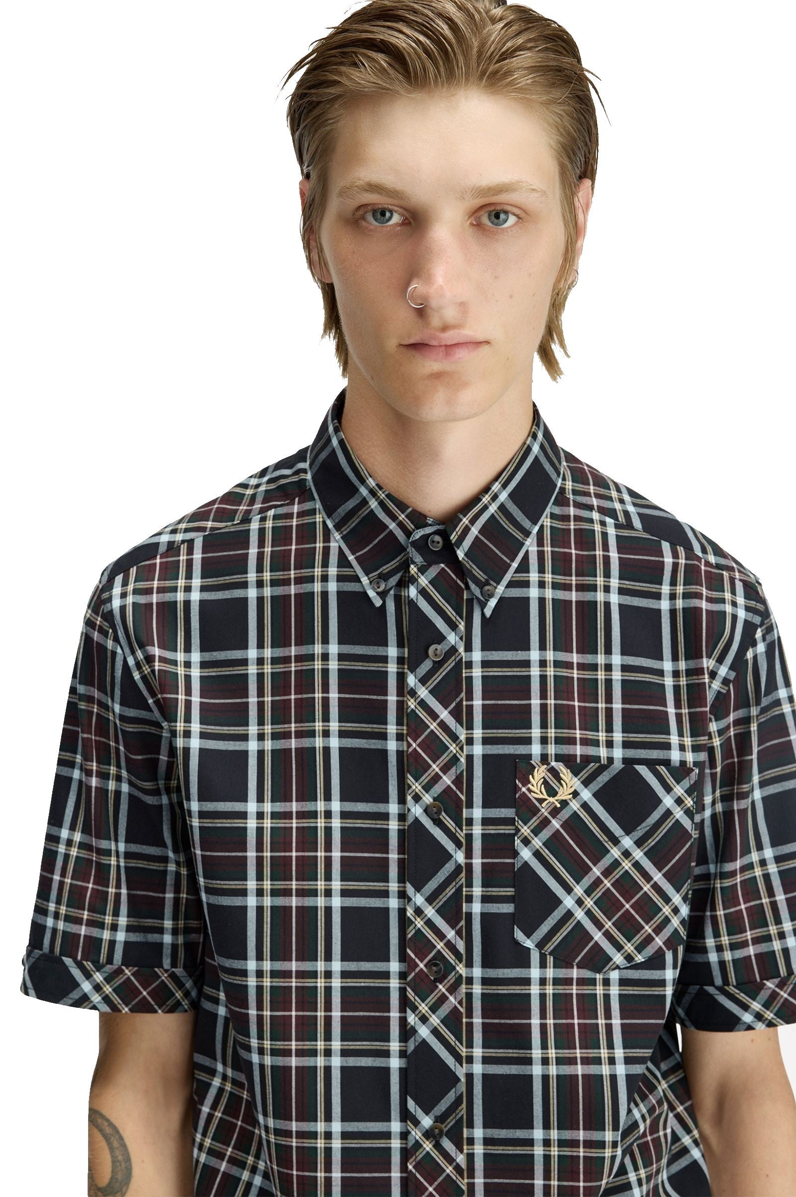 Fred Perry Classic Tartan Short Sleeve Shirt Black